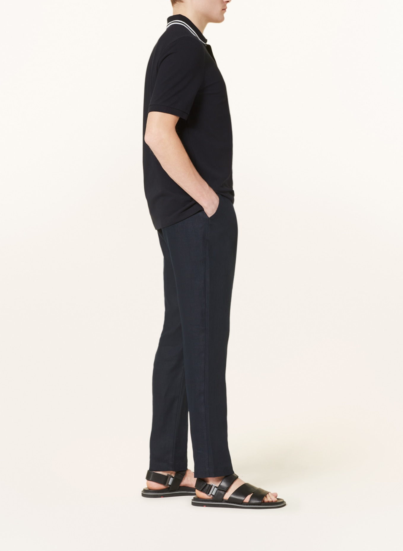 MAERZ MUENCHEN Linen trousers slim fit, Color: DARK BLUE (Image 4)