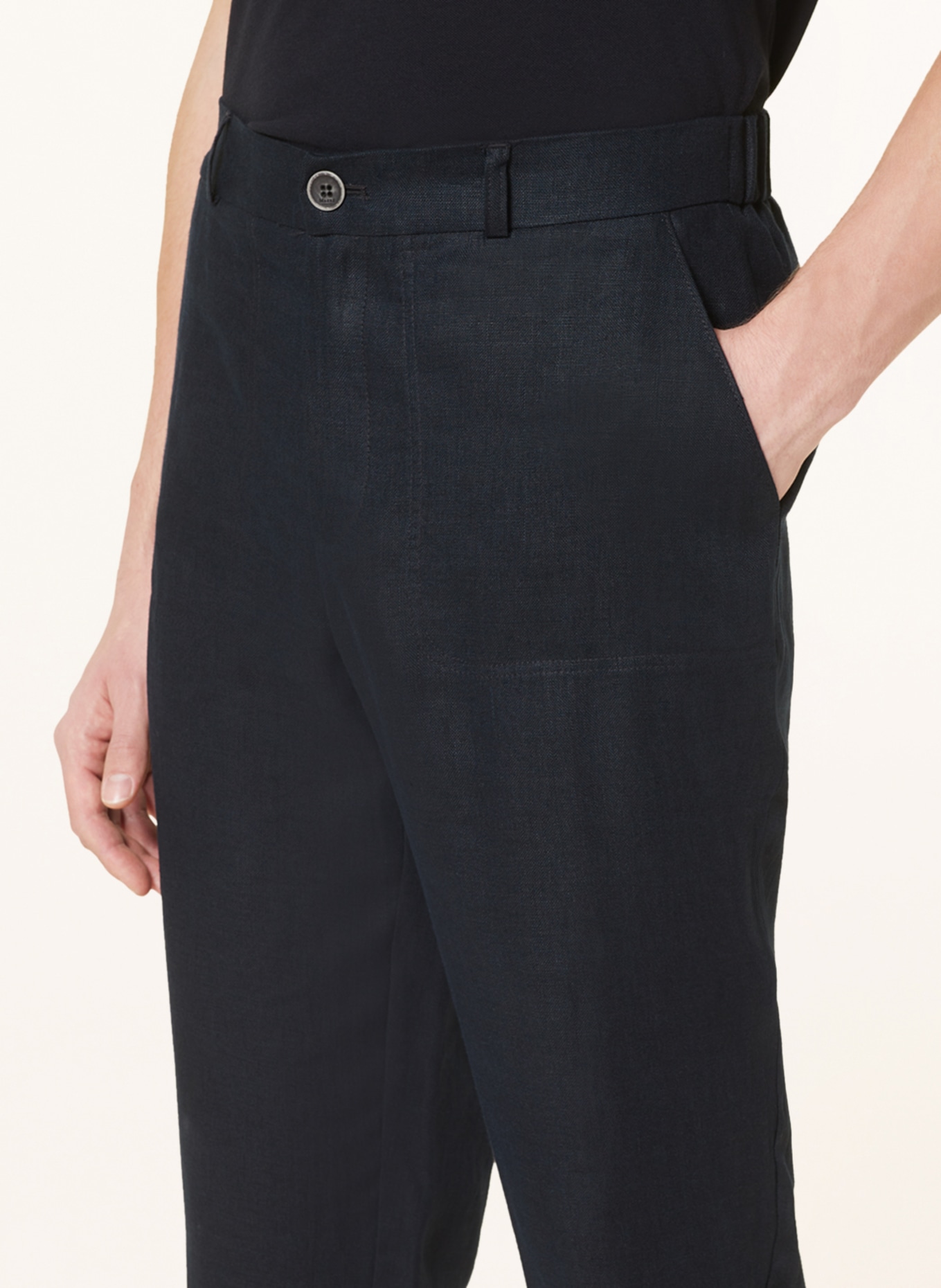 MAERZ MUENCHEN Linen trousers slim fit, Color: DARK BLUE (Image 5)