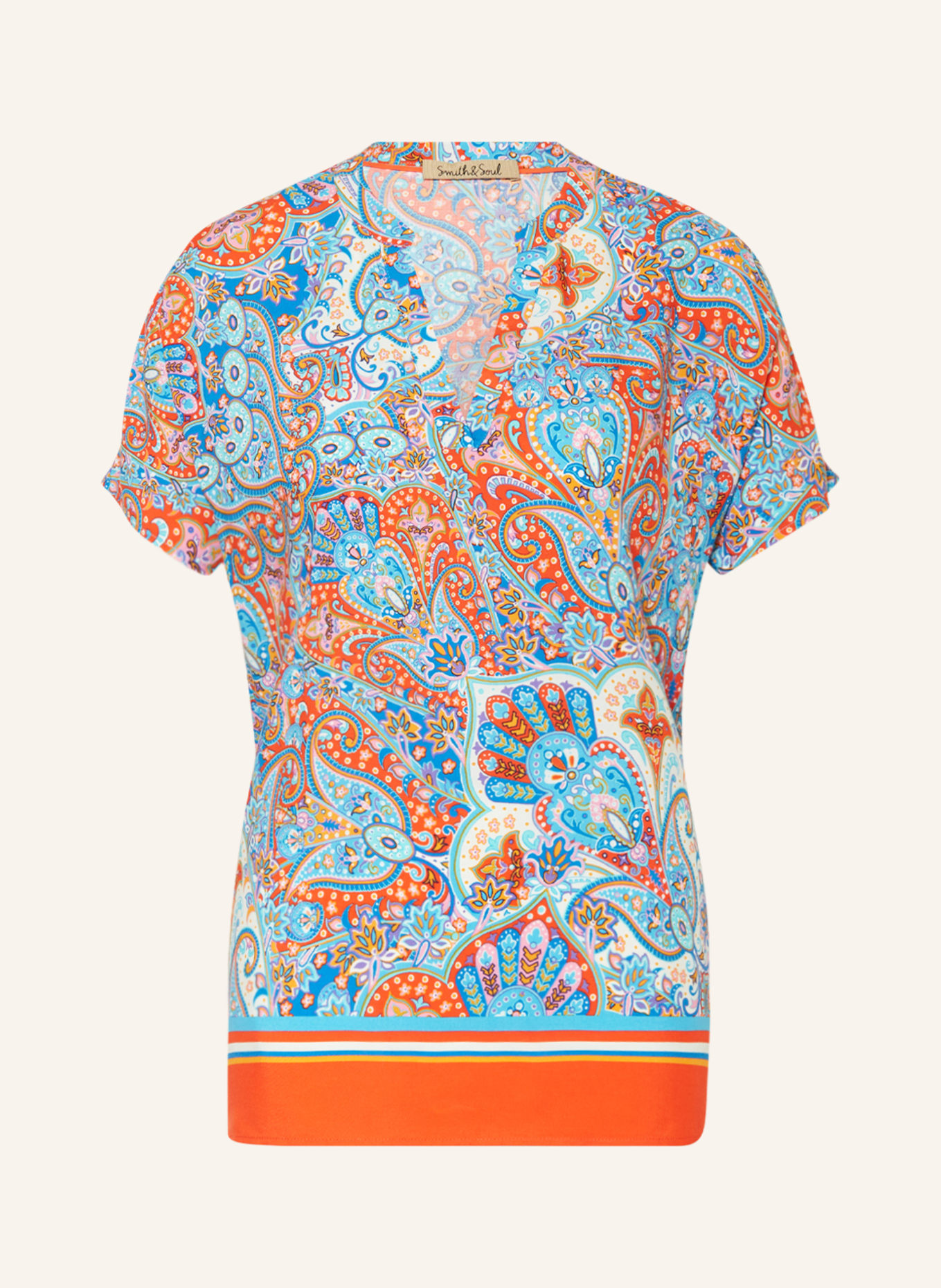 Smith & Soul Blusenshirt, Farbe: BLAU/ ORANGE/ ROSA (Bild 1)