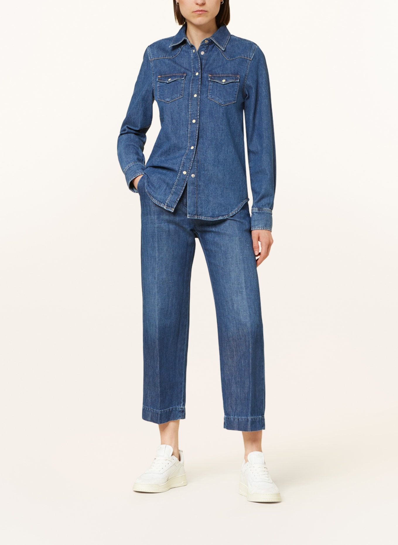 nine:inthe:morning Jeans-Culotte LAVINIA mit Leinen: ND05 dunkelblau marine
