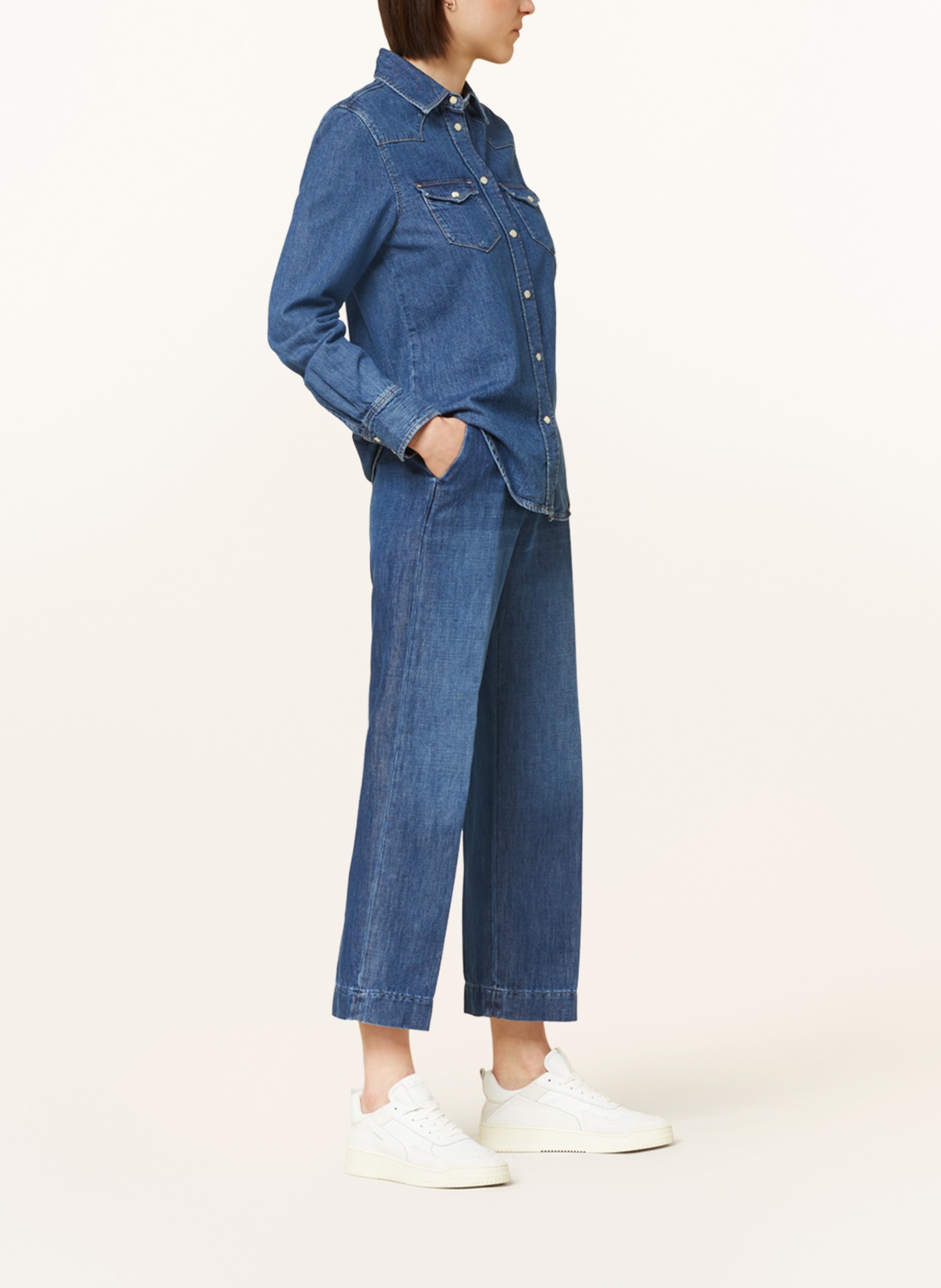 nine:inthe:morning Jeans-Culotte LAVINIA mit Leinen: ND05 dunkelblau marine