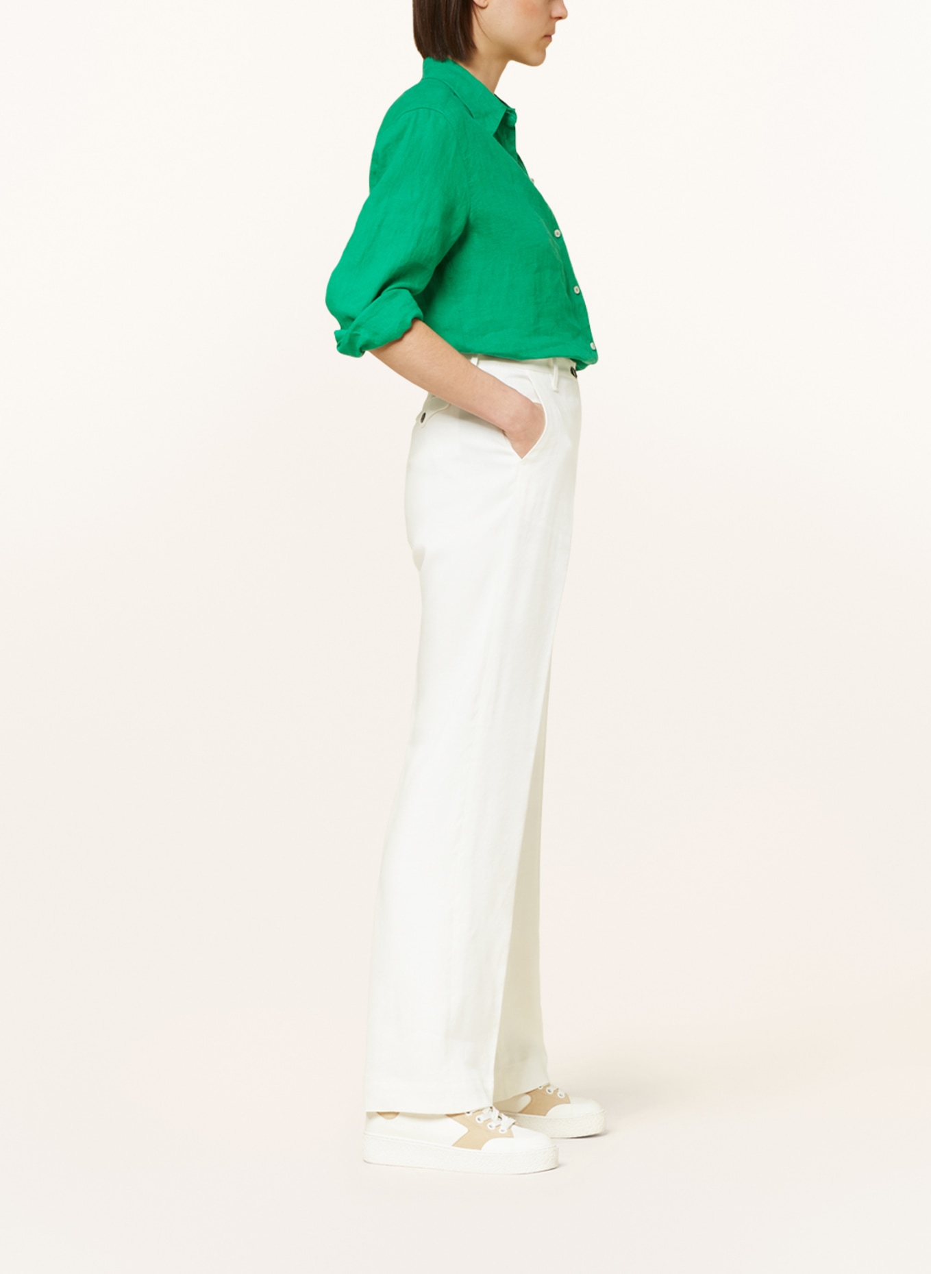 nine:inthe:morning Wide leg trousers DEEP with linen, Color: ECRU (Image 4)