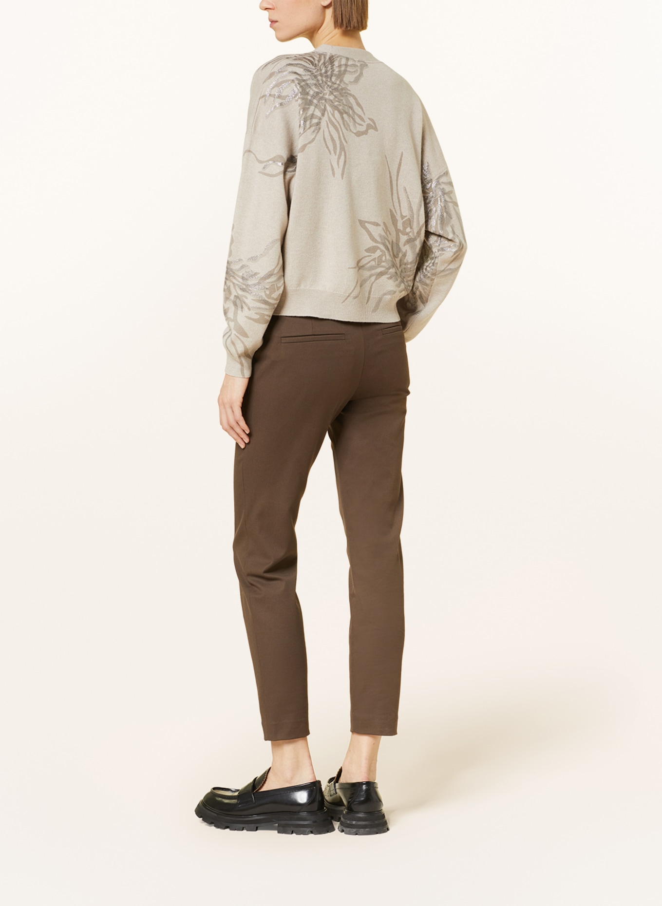 BRUNELLO CUCINELLI Cardigan with cashmere and glitter thread, Color: BEIGE/ DARK BROWN (Image 3)