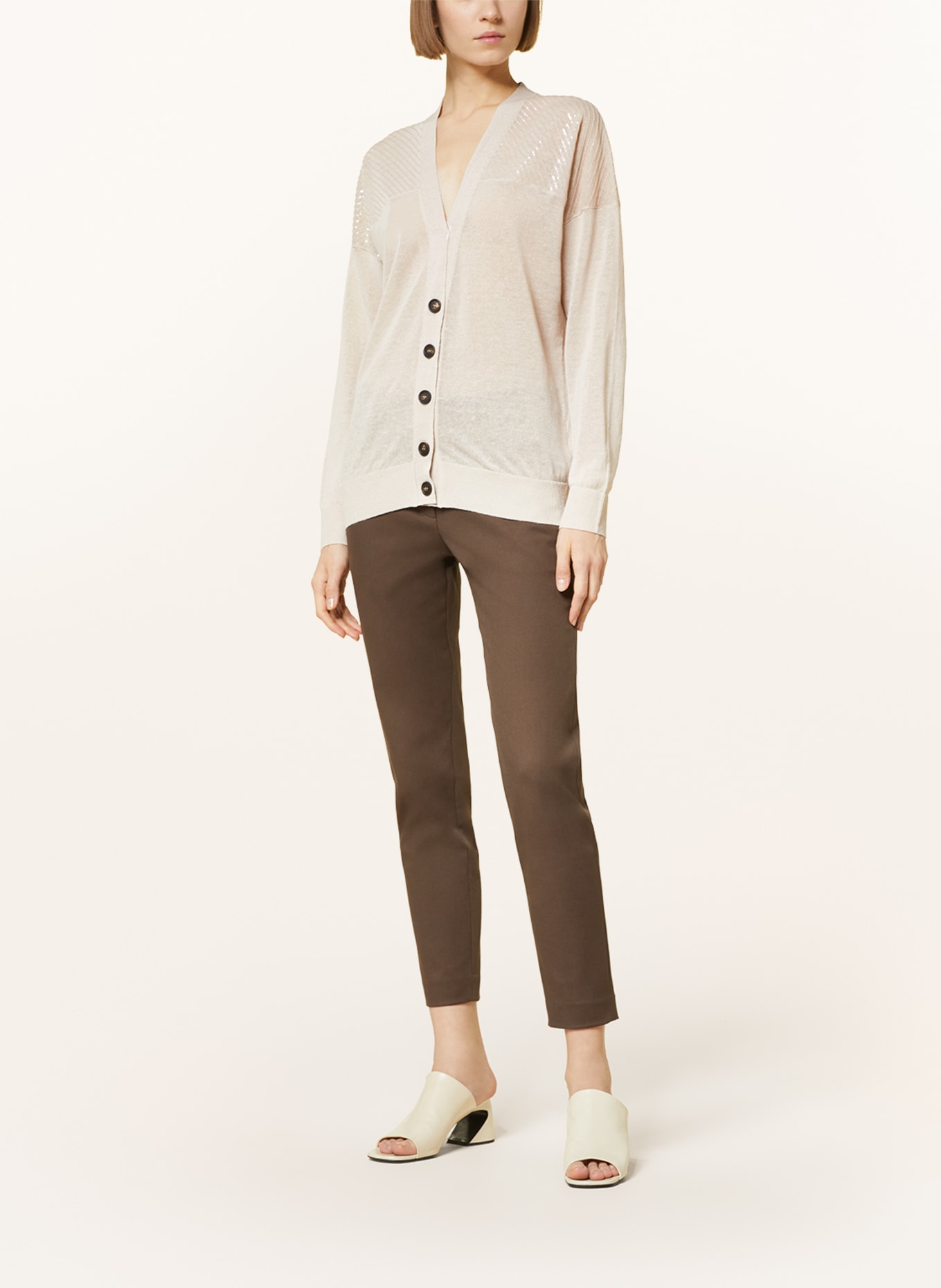 BRUNELLO CUCINELLI Cardigan made of linen with sequins, Color: CREAM (Image 2)