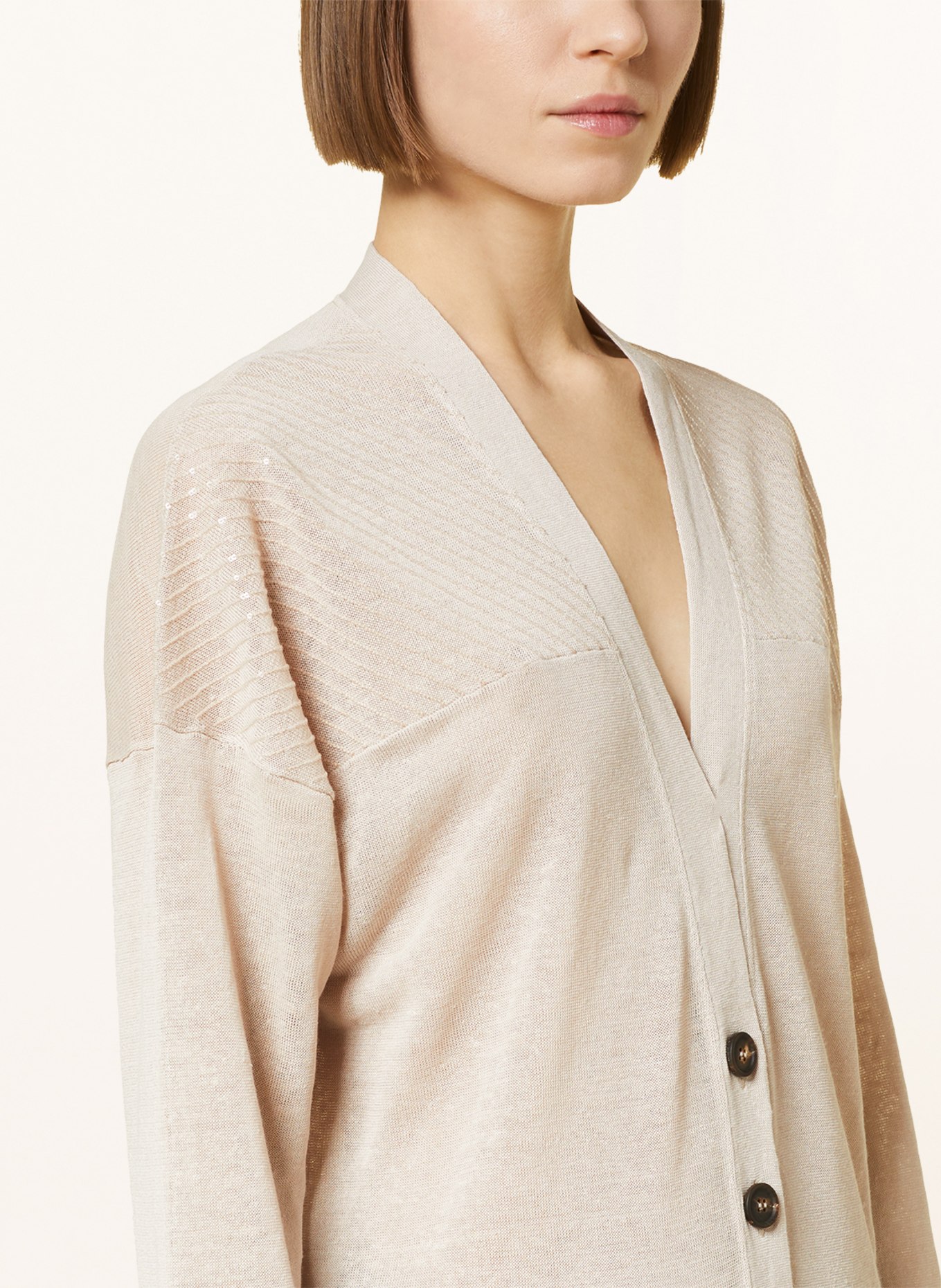 BRUNELLO CUCINELLI Cardigan made of linen with sequins, Color: CREAM (Image 4)