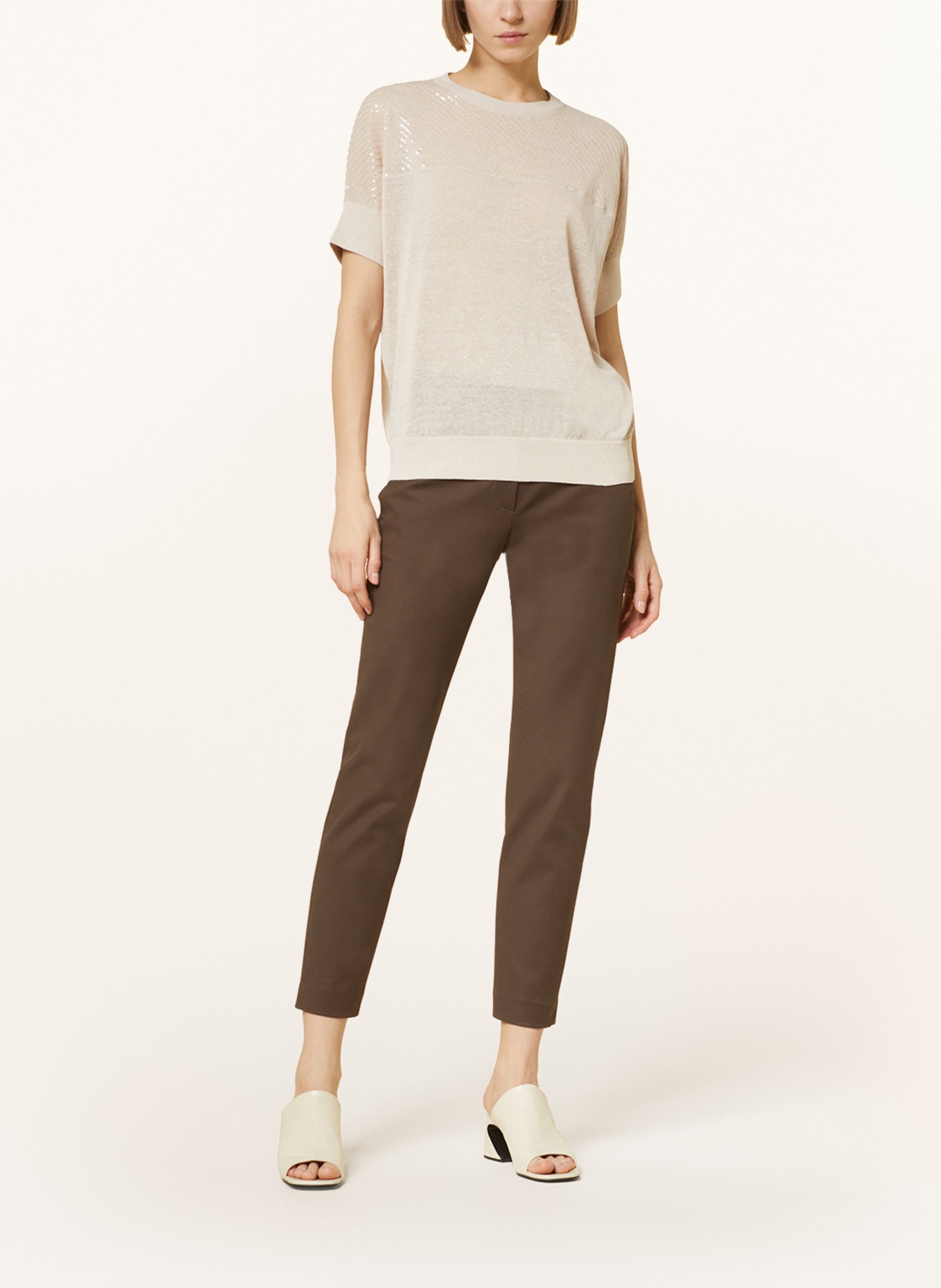 BRUNELLO CUCINELLI Knit shirt made of linen with sequins, Color: CREAM (Image 2)