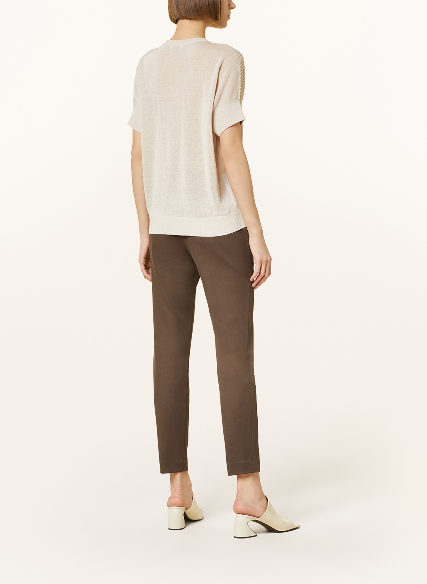 BRUNELLO CUCINELLI Knit shirt made of linen with sequins, Color: CREAM (Image 3)