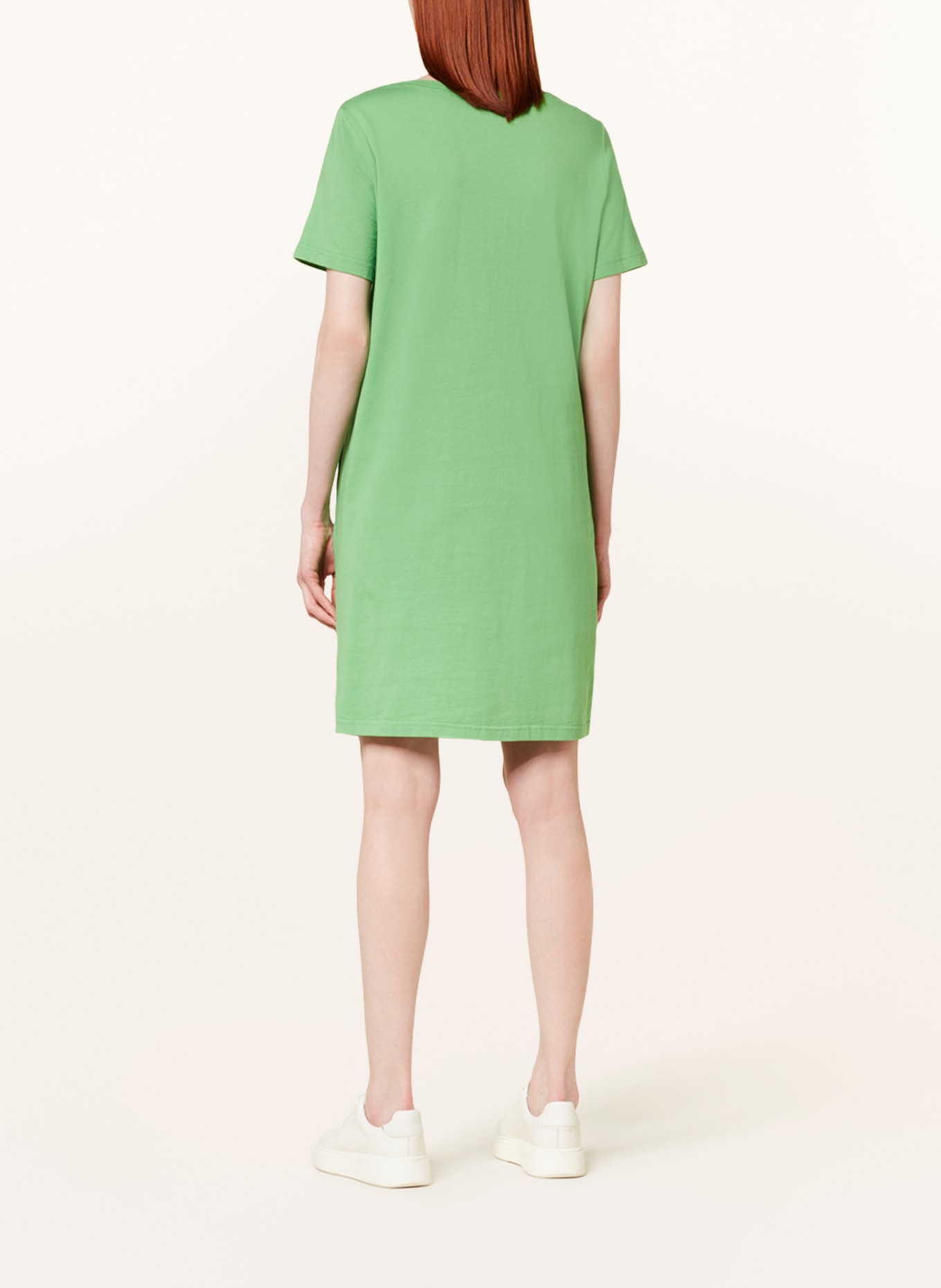 oui Linen dress in mixed materials, Color: GREEN (Image 3)