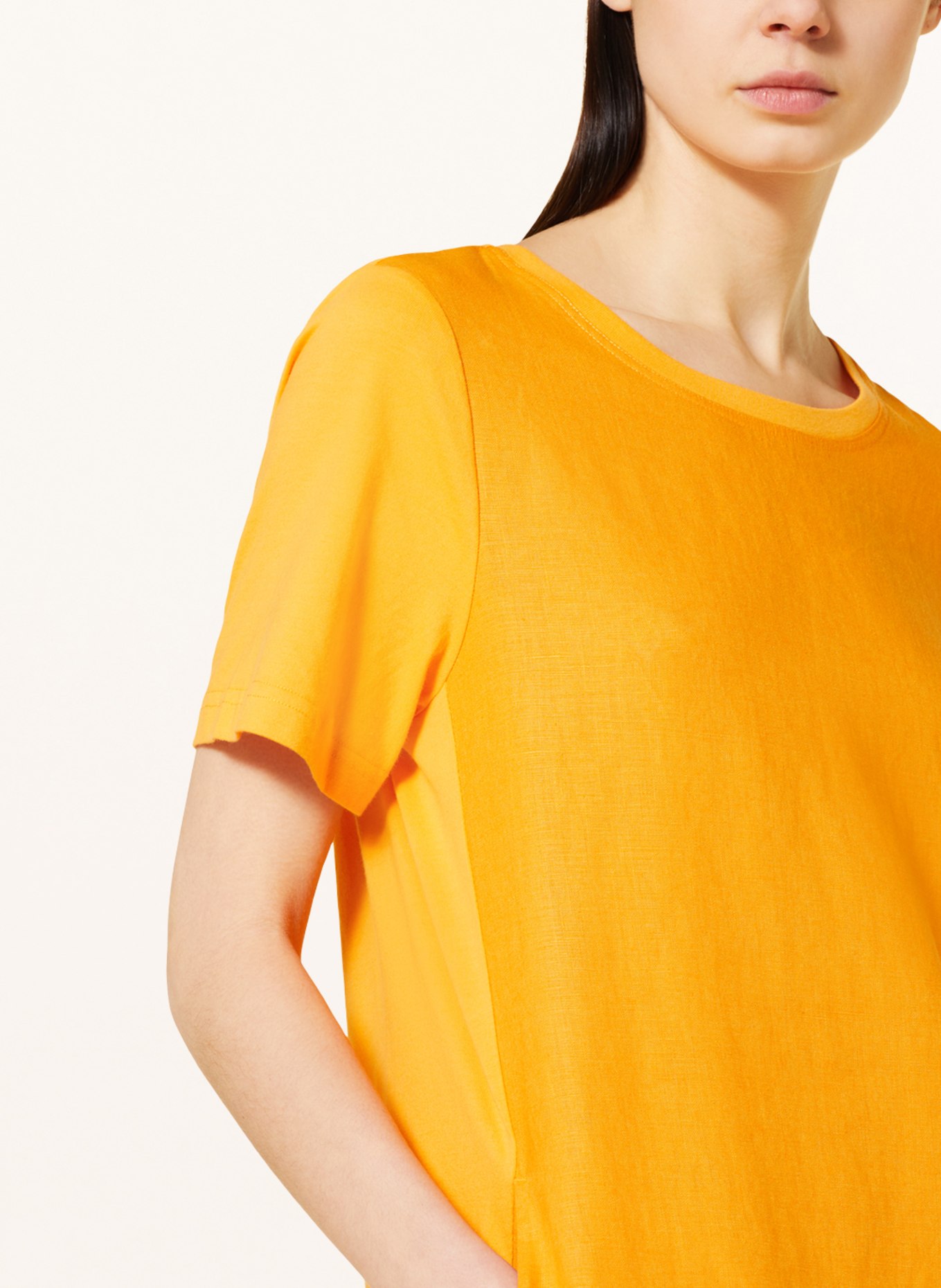 oui Linen dress in mixed materials, Color: ORANGE (Image 4)