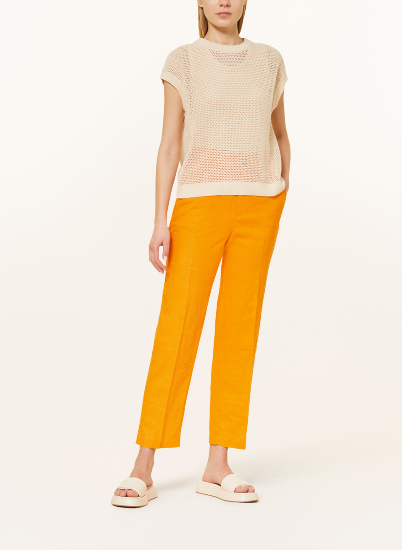 oui Linen trousers, Color: ORANGE (Image 2)