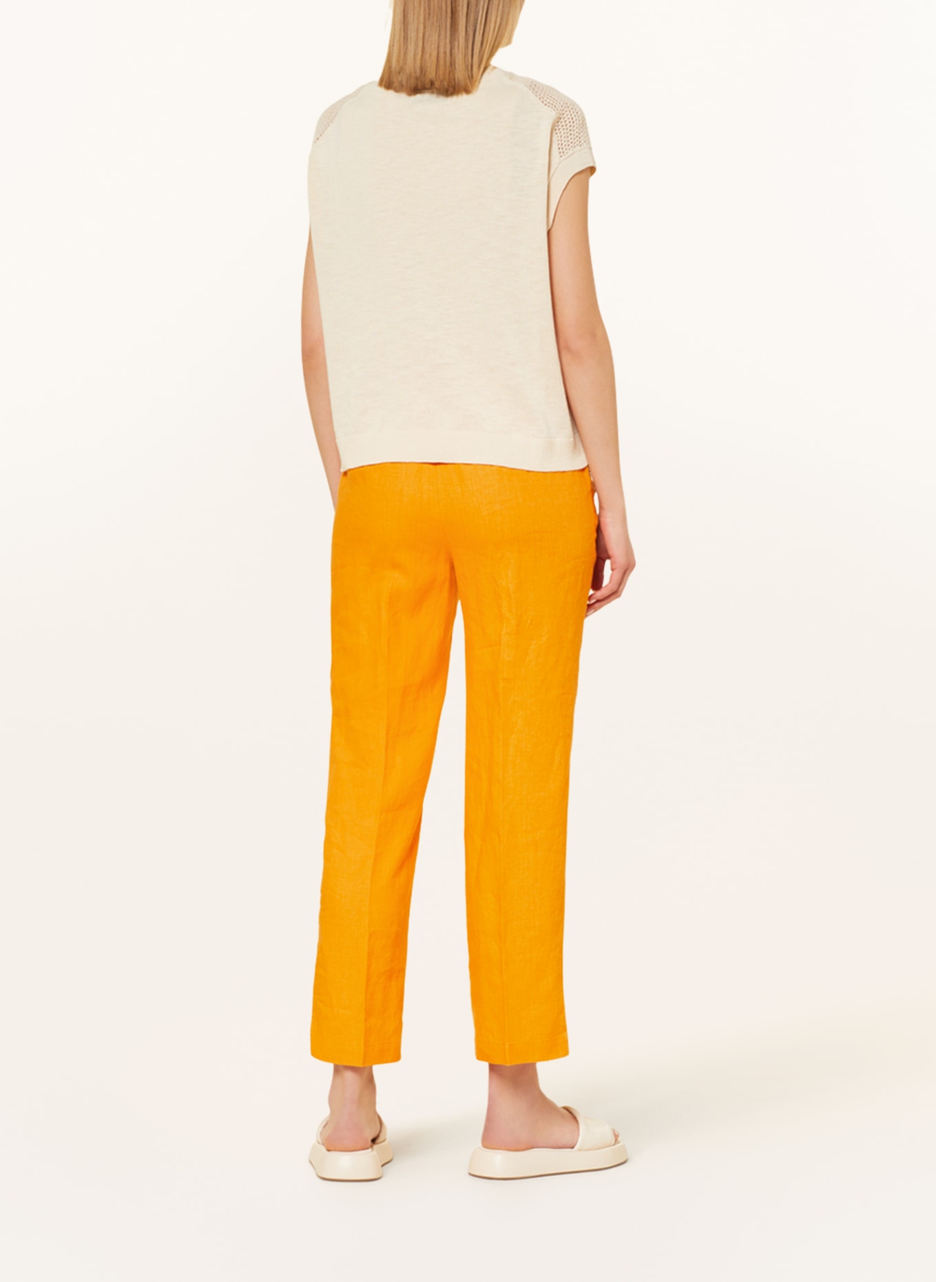 oui Linen trousers, Color: ORANGE (Image 3)