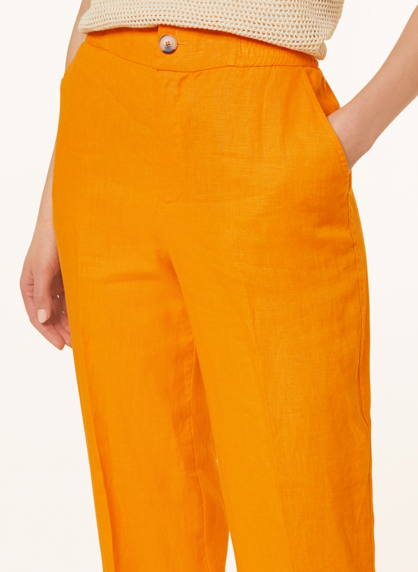 oui Linen trousers, Color: ORANGE (Image 5)