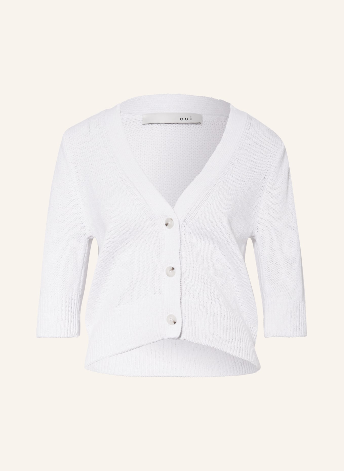 oui Cardigan with 3/4 sleeves, Color: WHITE (Image 1)