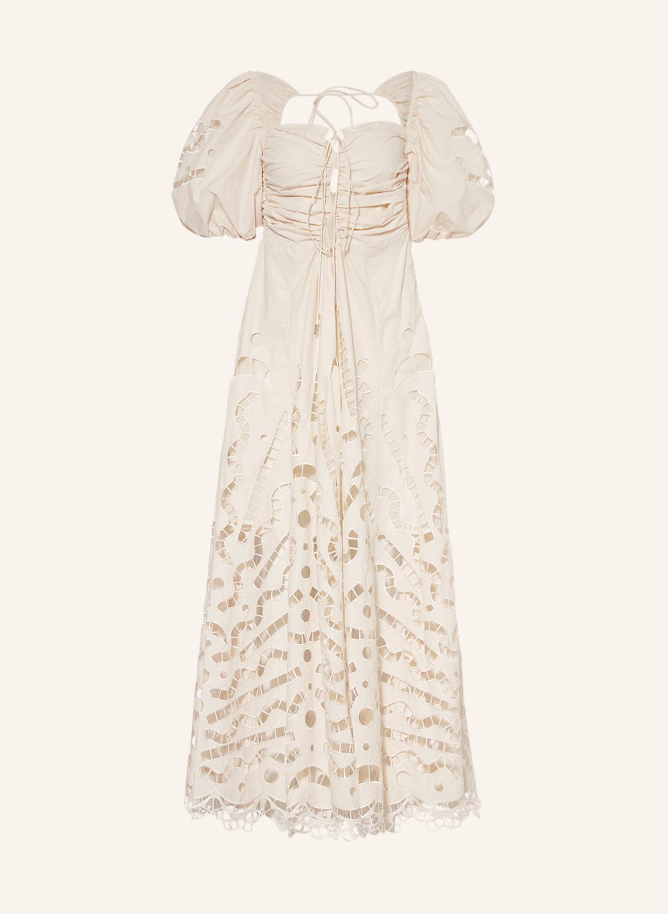 Magali Pascal Sukienka FLORES z wycięciem i perforowanymi haftami, Kolor: CIELISTY (Obrazek 1)
