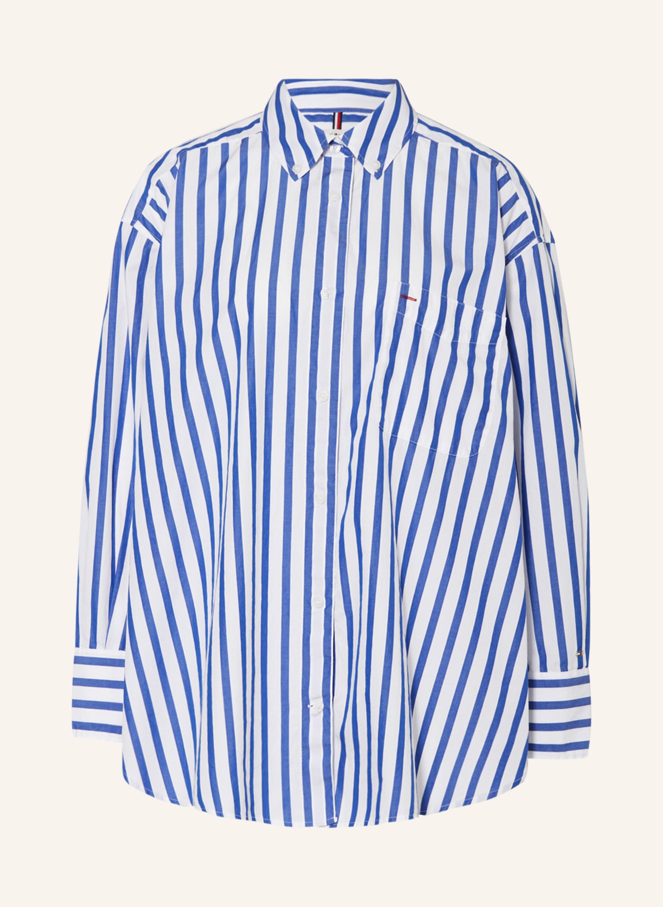TOMMY HILFIGER Oversized shirt blouse, Color: WHITE/ BLUE (Image 1)
