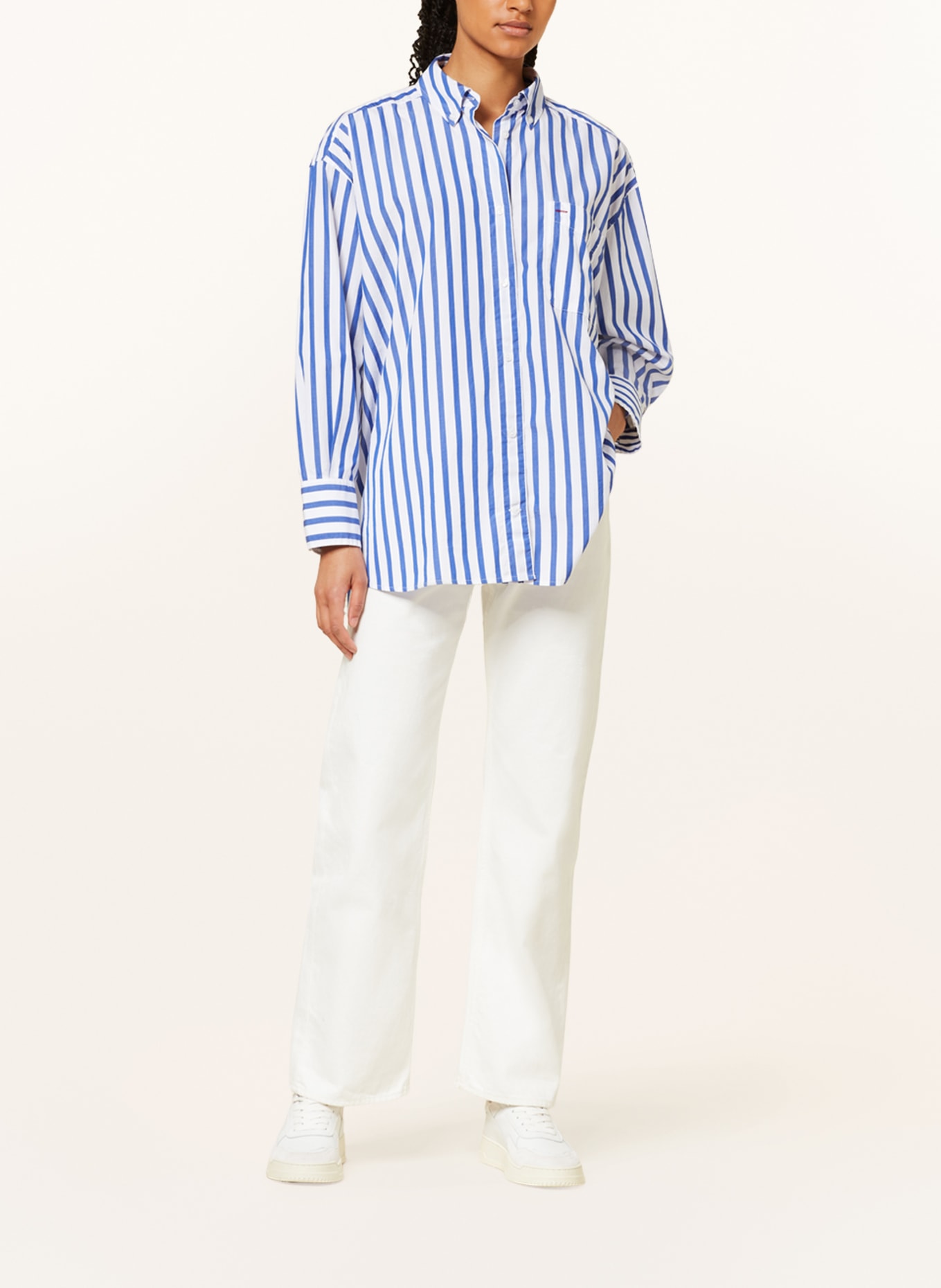 TOMMY HILFIGER Oversized shirt blouse, Color: WHITE/ BLUE (Image 2)