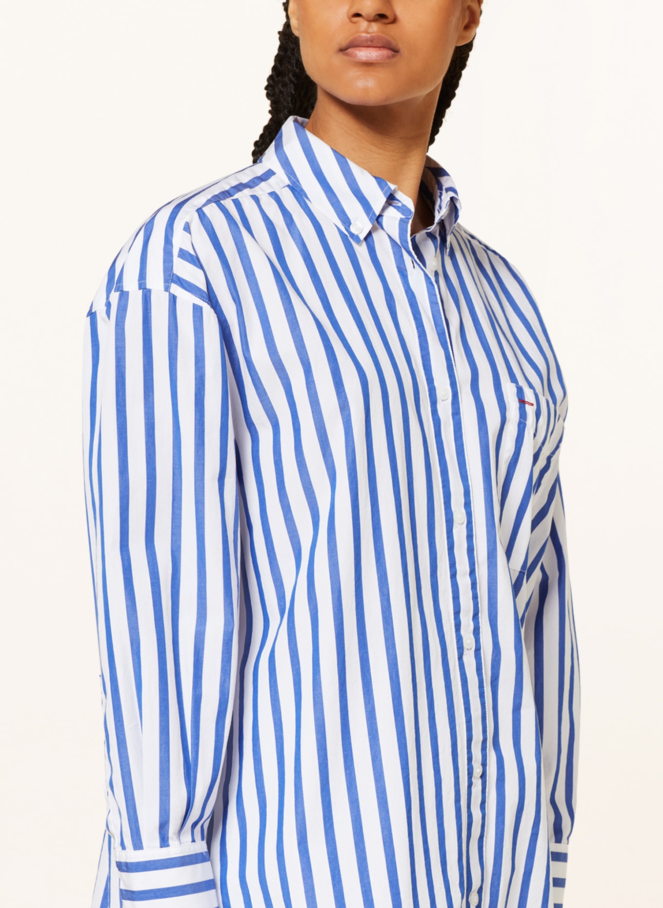 TOMMY HILFIGER Oversized shirt blouse, Color: WHITE/ BLUE (Image 4)