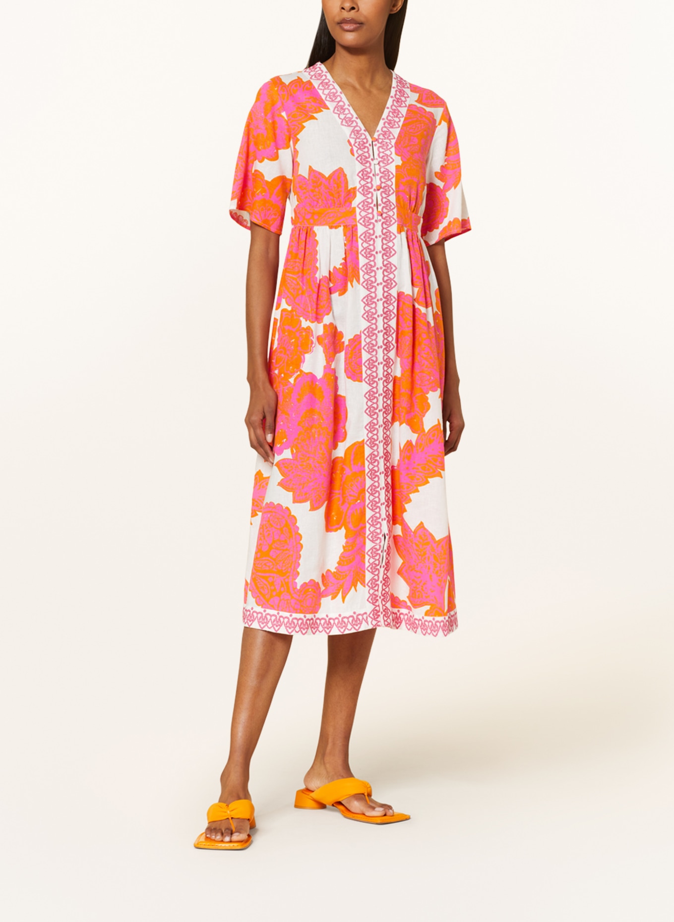 LIEBLINGSSTÜCK Kleid mit Leinen, Farbe: ORANGE/ PINK/ WEISS (Bild 2)