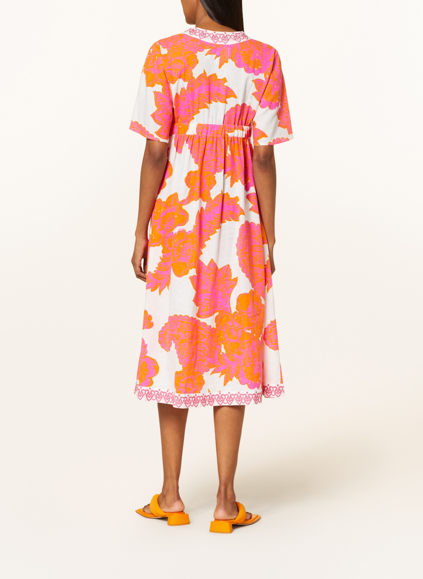 LIEBLINGSSTÜCK Dress with linen, Color: ORANGE/ PINK/ WHITE (Image 3)