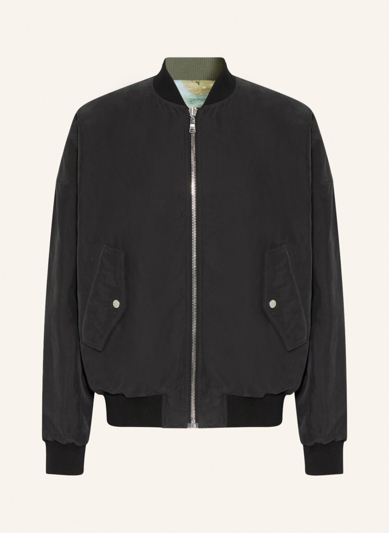 BALMAIN Reversible bomber jacket, Color: BLACK/ DARK GREEN/ CREAM (Image 1)