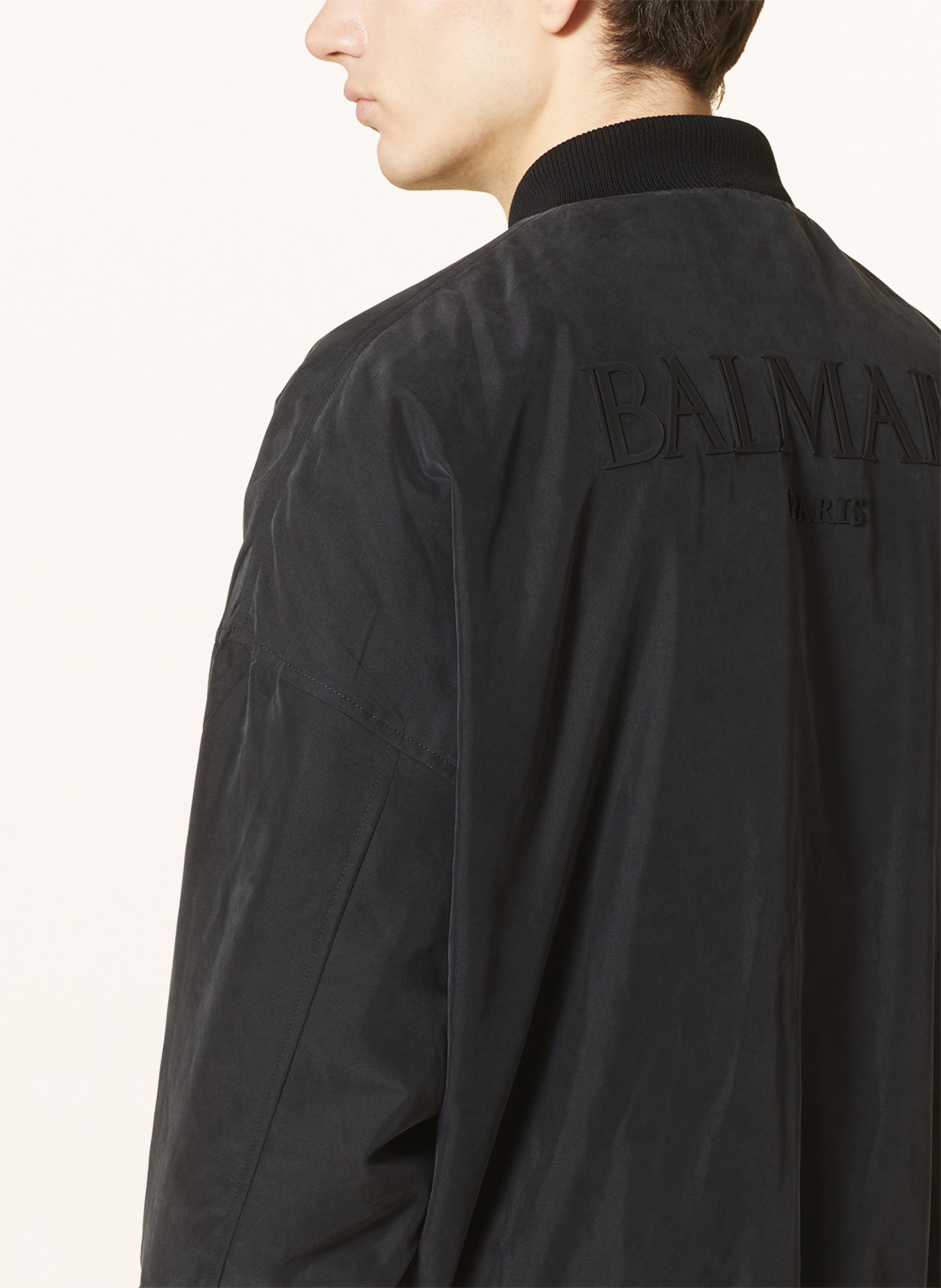 BALMAIN Reversible bomber jacket, Color: BLACK/ DARK GREEN/ CREAM (Image 6)