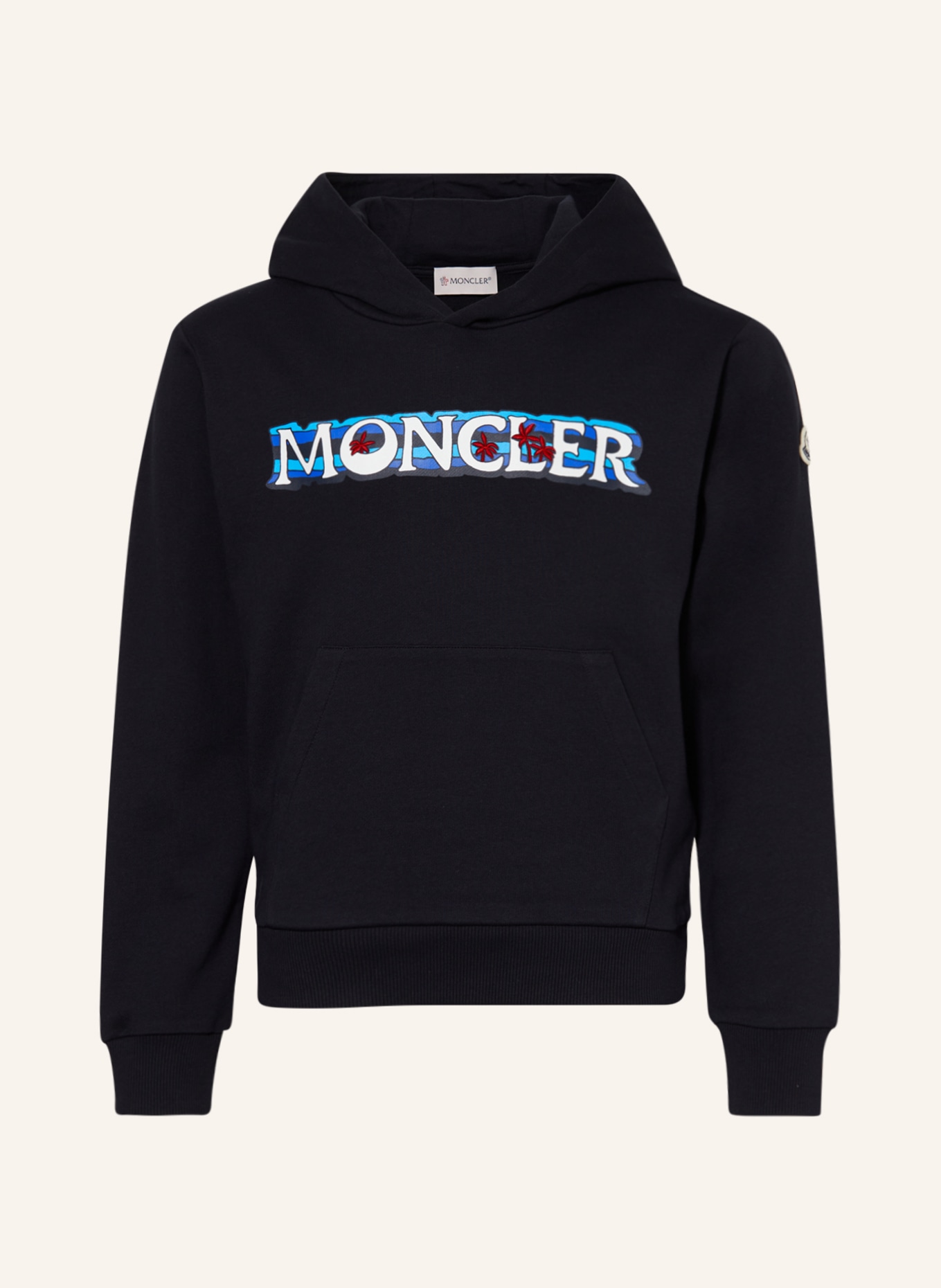MONCLER enfant Hoodie: DARK BLUE / WHITE / RED