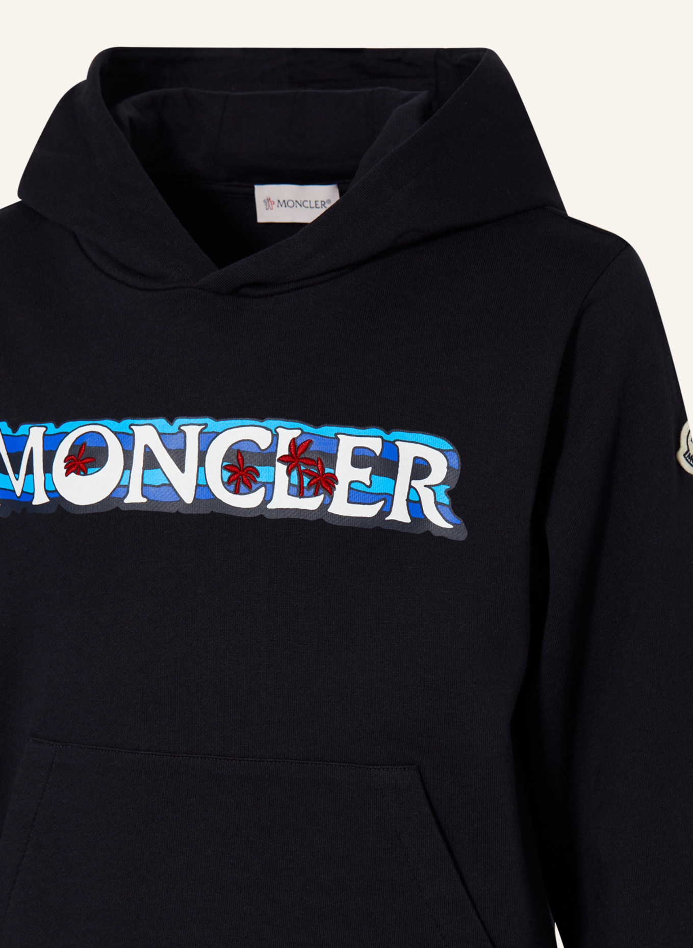 MONCLER enfant Hoodie: DARK BLUE / WHITE / RED