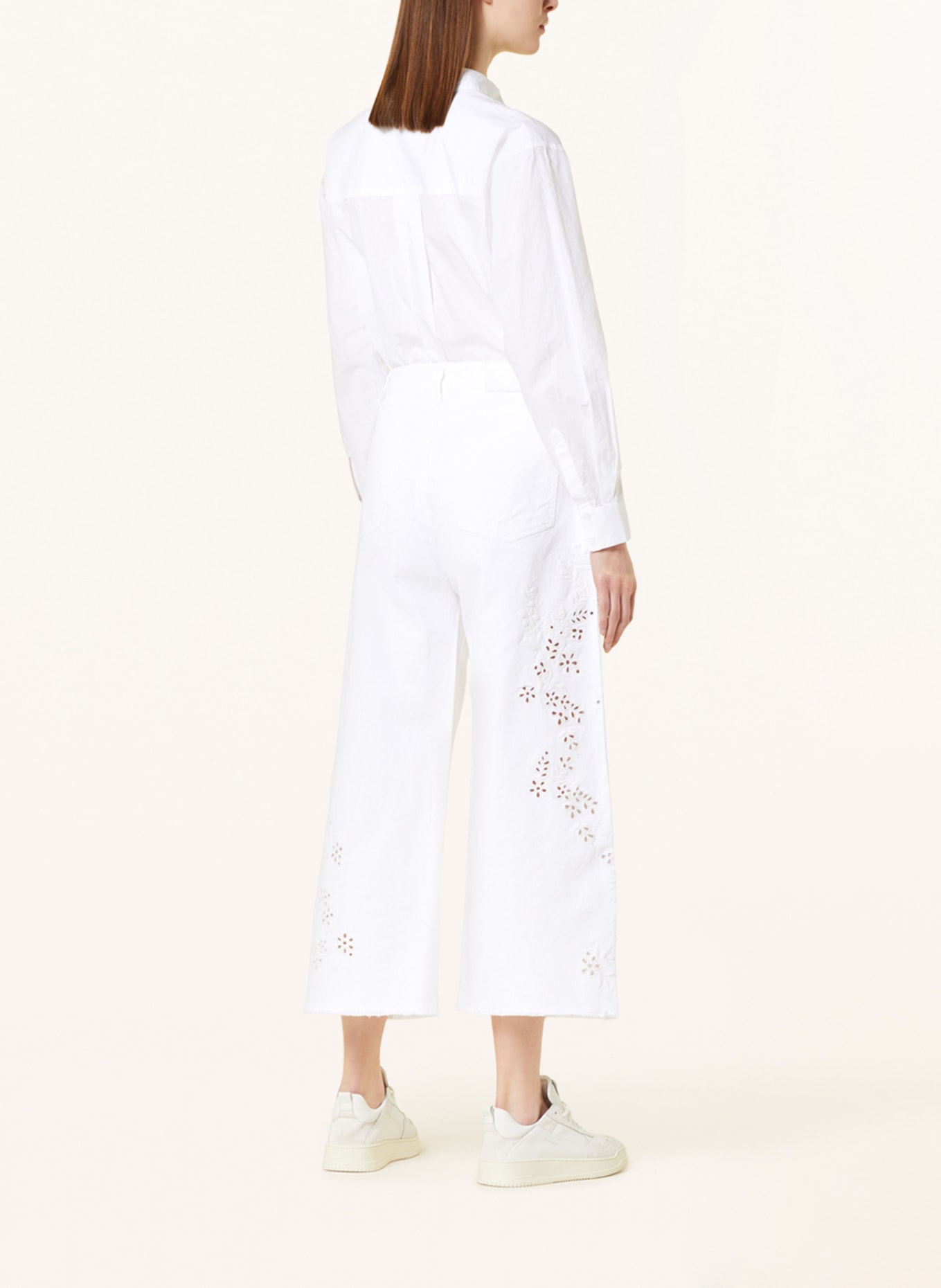 LAUREN RALPH LAUREN Culotte jeans with broderie anglaise, Color: 001 WHITE WASH (Image 3)