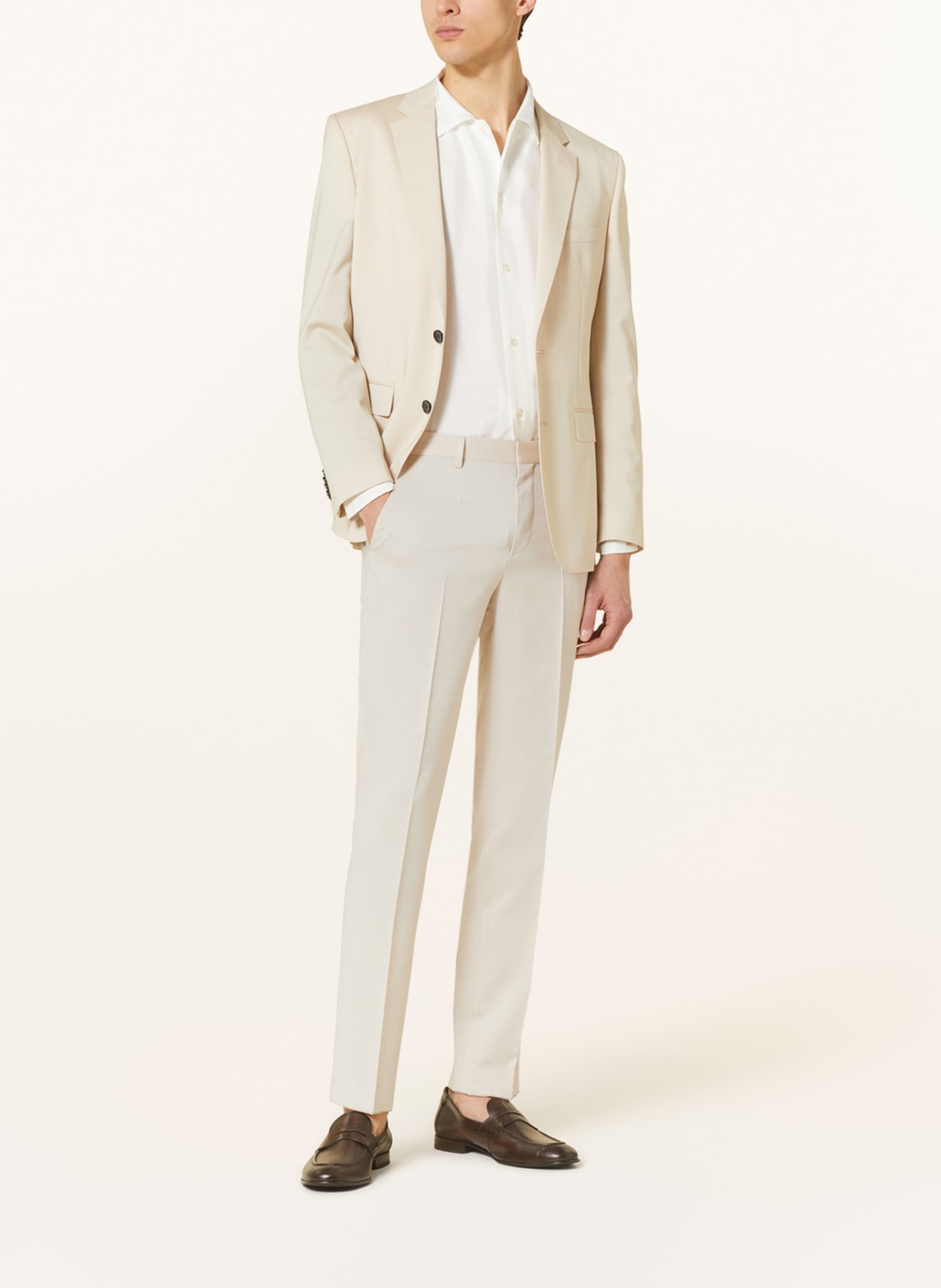 BOSS Suit trousers LEON regular fit with linen, Color: 271 LIGHT BEIGE (Image 2)