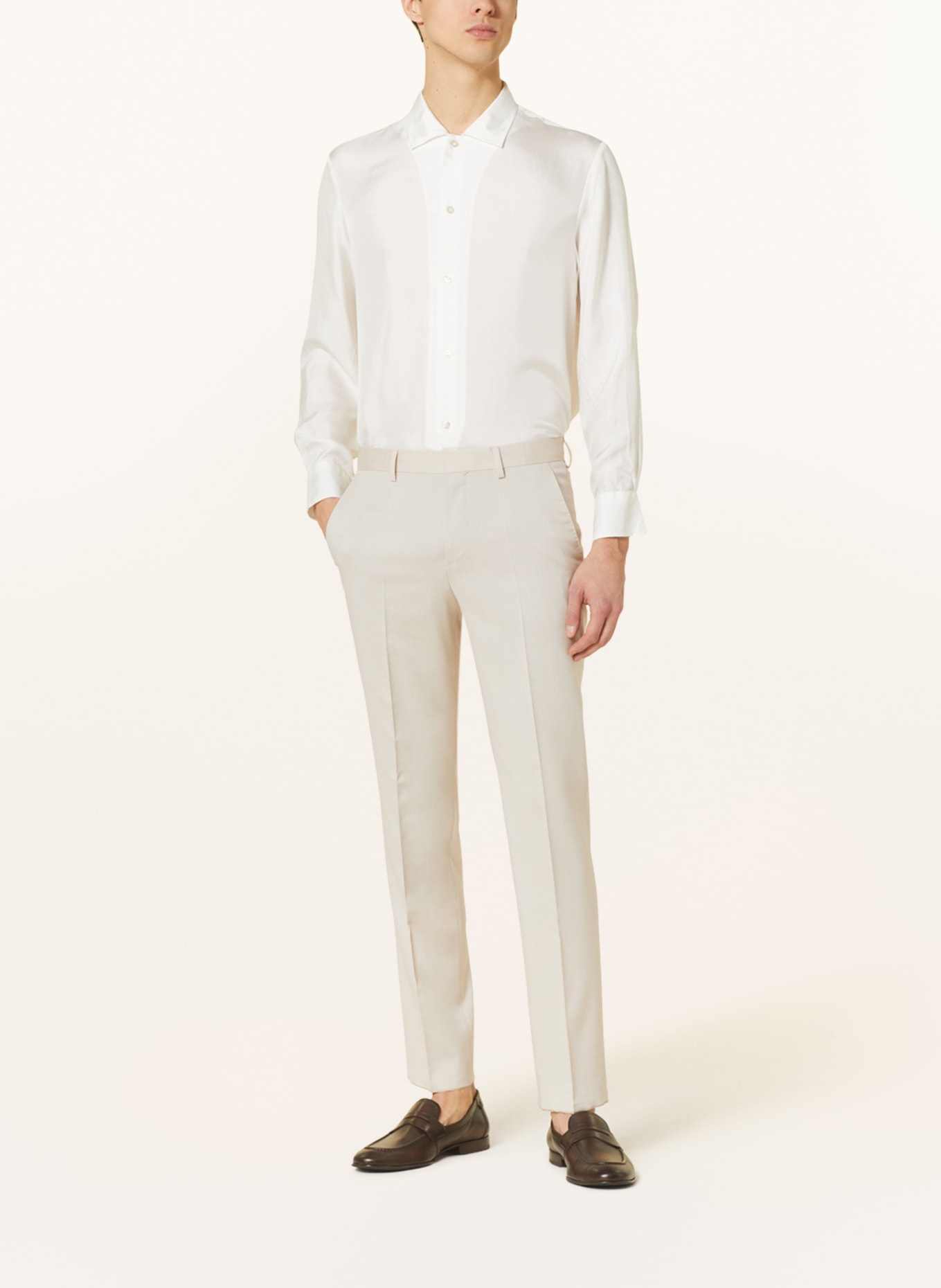 BOSS Suit trousers LEON regular fit with linen, Color: 271 LIGHT BEIGE (Image 3)