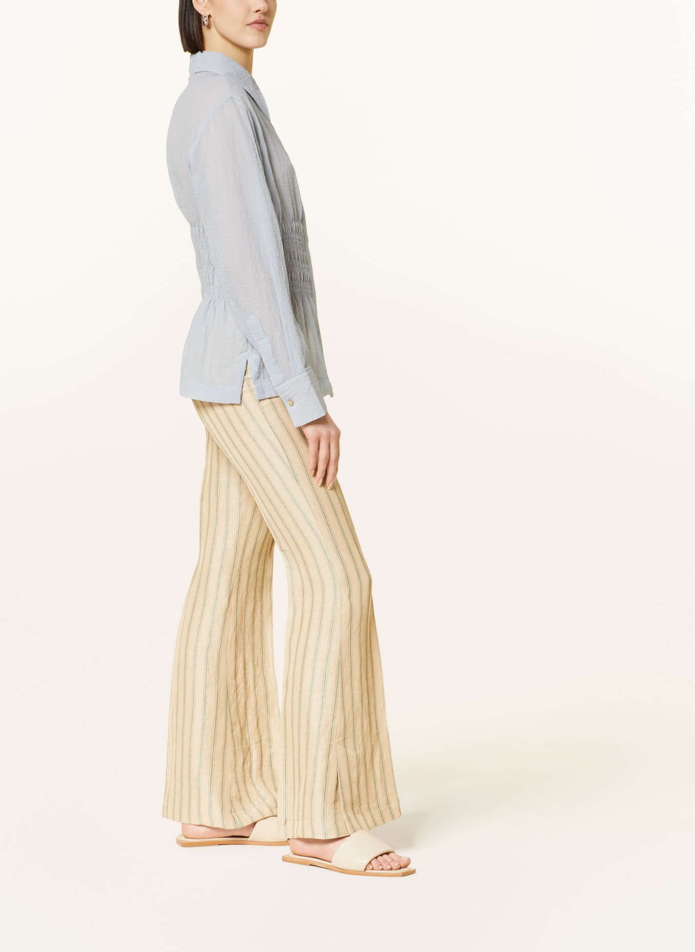 RÓHE Trousers with linen, Color: CAMEL/ GREEN (Image 4)