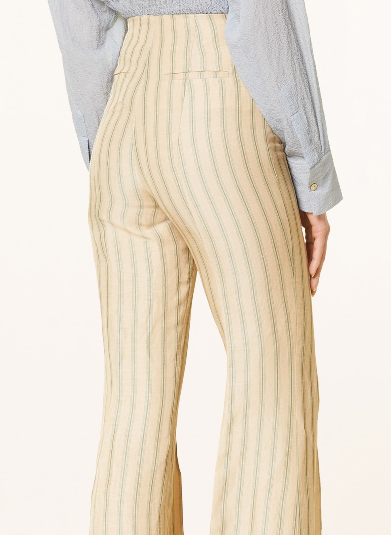 RÓHE Trousers with linen, Color: CAMEL/ GREEN (Image 5)