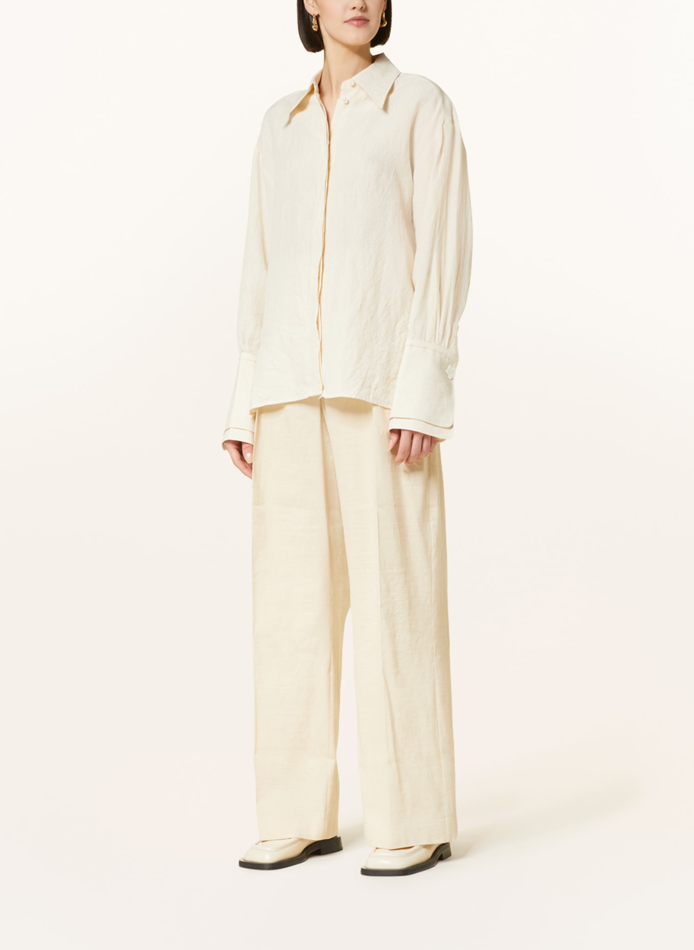 RÓHE Wide leg trousers with linen, Color: CREAM (Image 2)