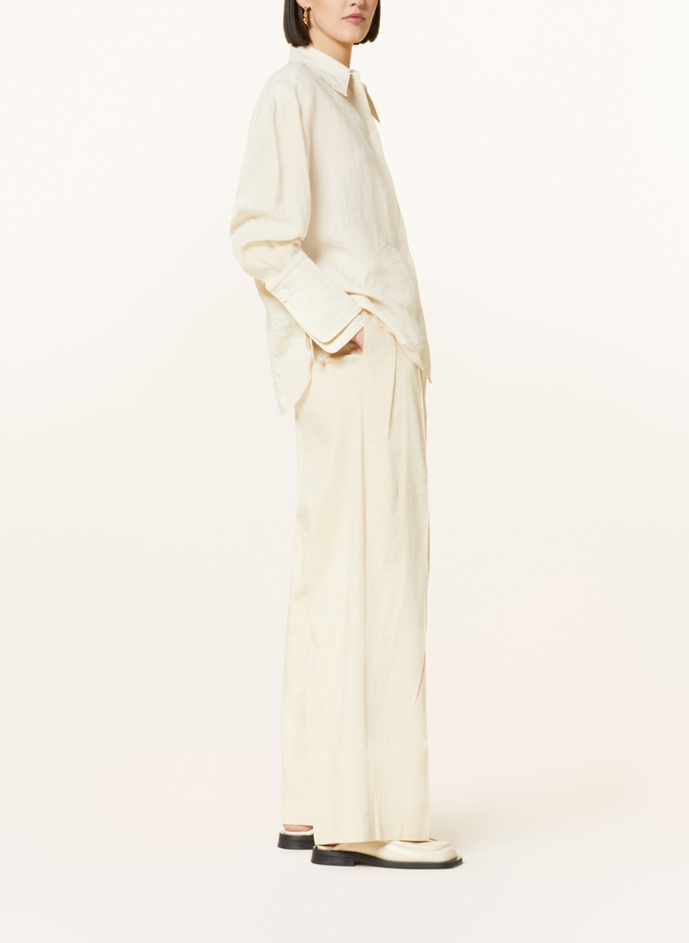 RÓHE Wide leg trousers with linen, Color: CREAM (Image 4)