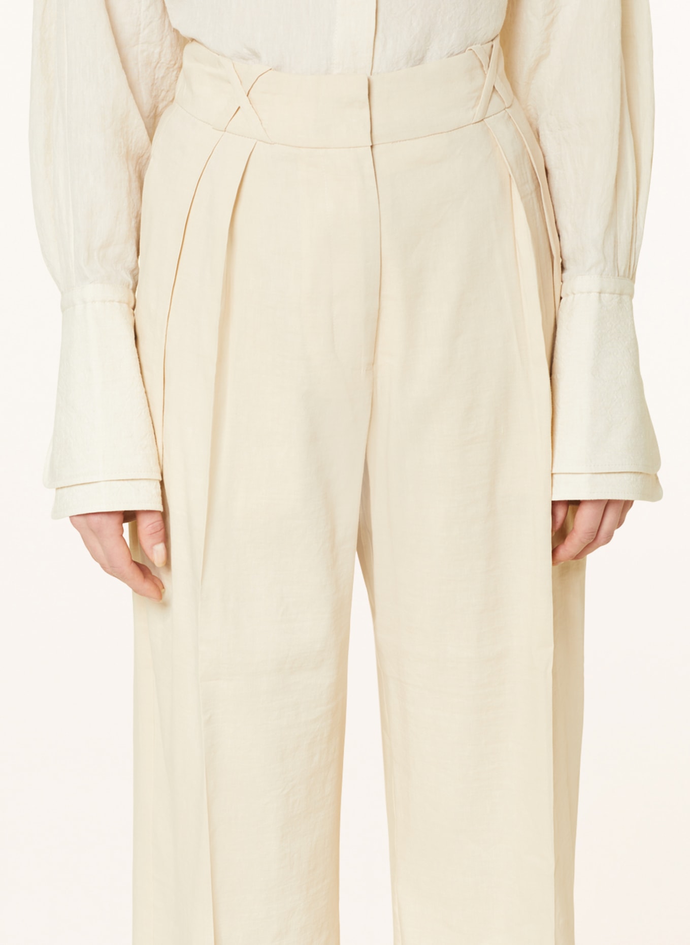RÓHE Wide leg trousers with linen, Color: CREAM (Image 5)