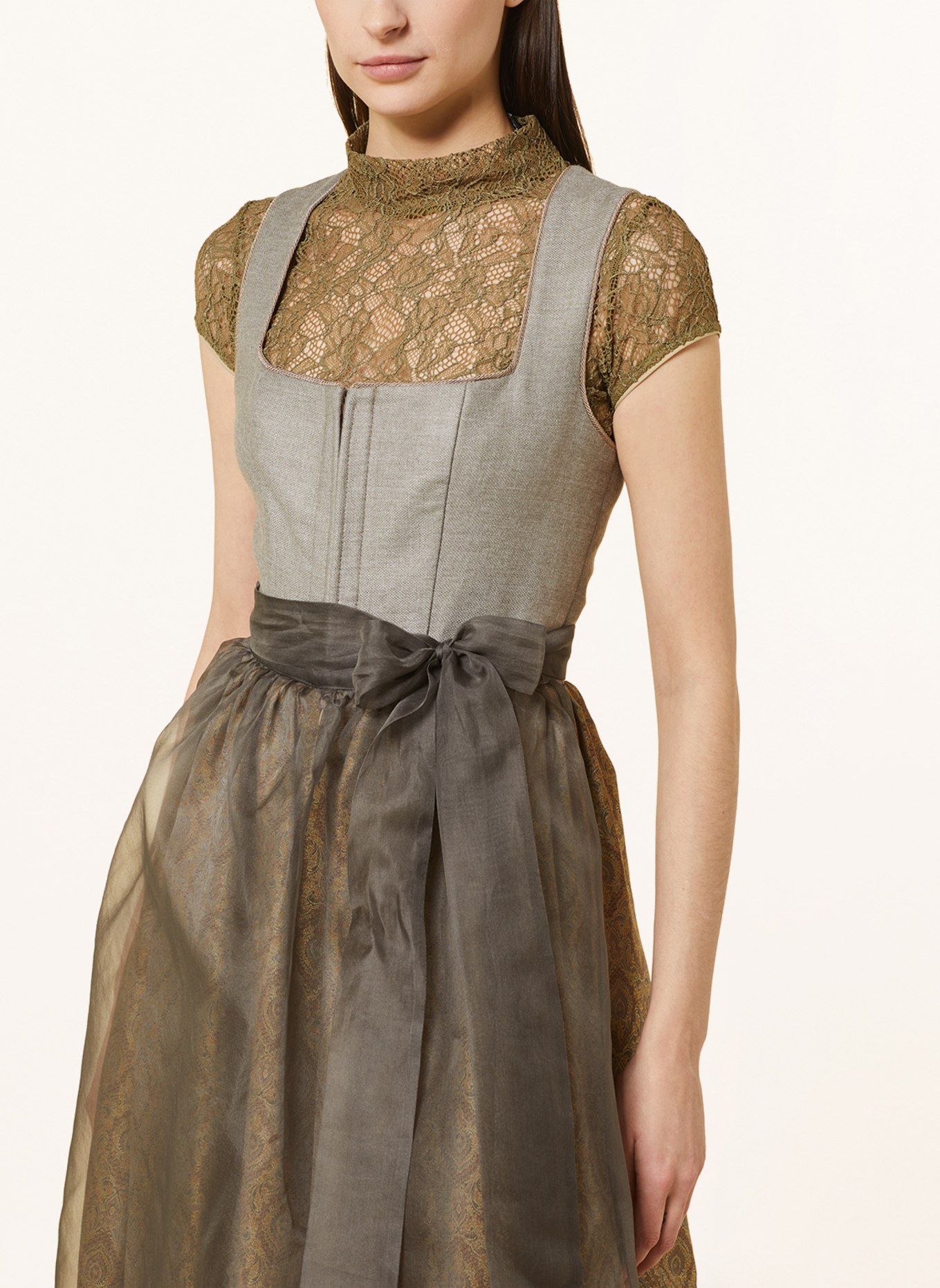 KINGA MATHE Dirndl blouse CHARLOTTE made of lace, Color: OLIVE (Image 3)