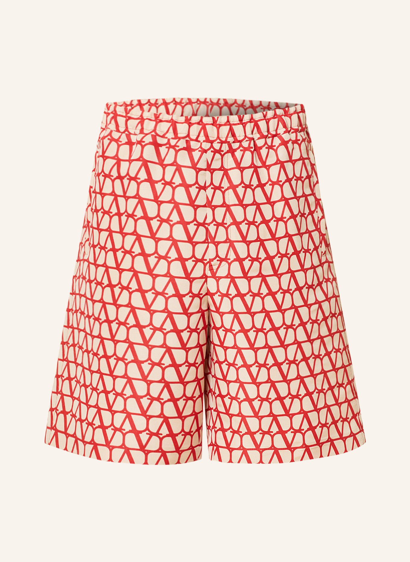 VALENTINO Silk shorts, Color: BEIGE/ RED (Image 1)