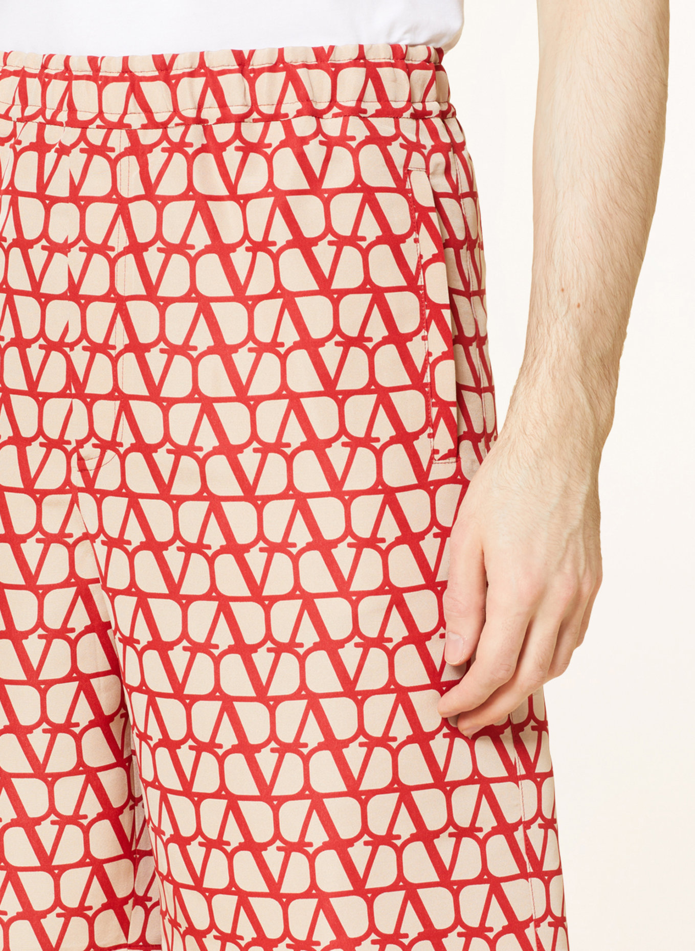 VALENTINO Silk shorts, Color: BEIGE/ RED (Image 5)