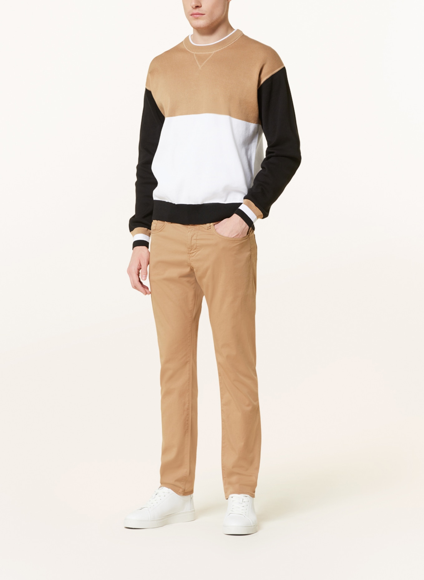 BOSS Sweater GALLON, Color: COGNAC/ WHITE/ BLACK (Image 2)
