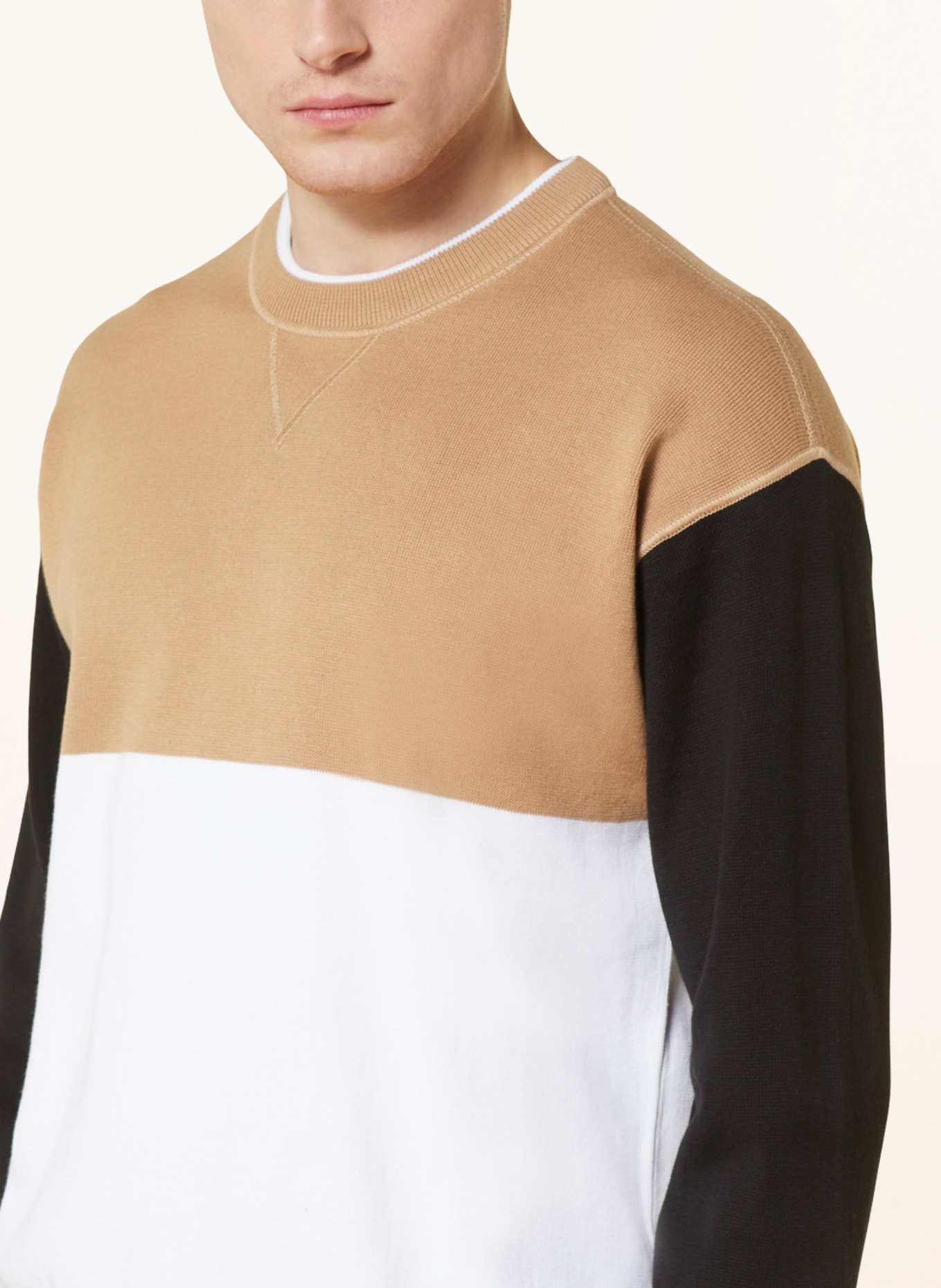 BOSS Sweater GALLON, Color: COGNAC/ WHITE/ BLACK (Image 4)