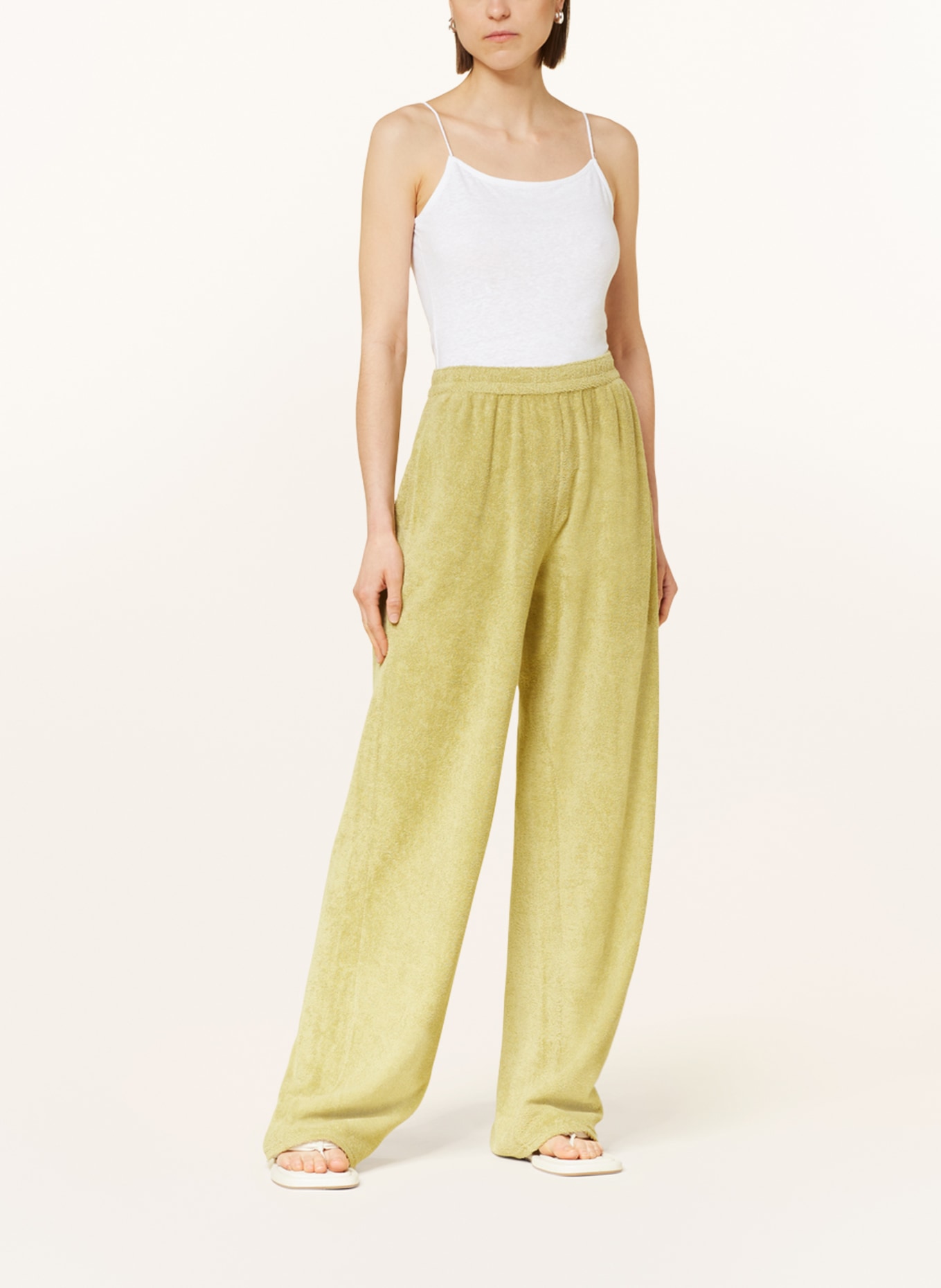 American Vintage Wide leg trousers ZUGYWOOD made of terry cloth, Color: LIGHT GREEN (Image 2)