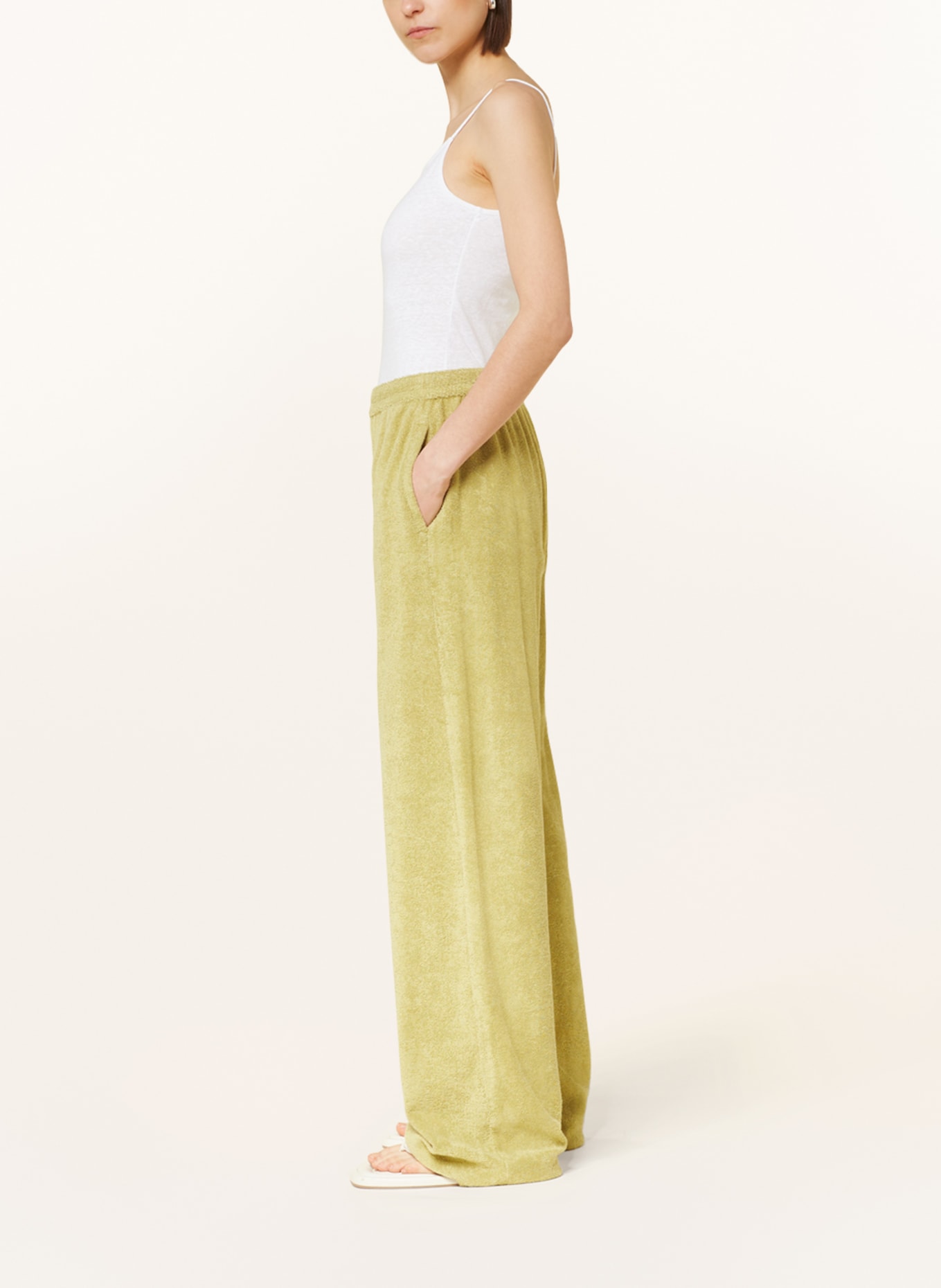 American Vintage Wide leg trousers ZUGYWOOD made of terry cloth, Color: LIGHT GREEN (Image 4)