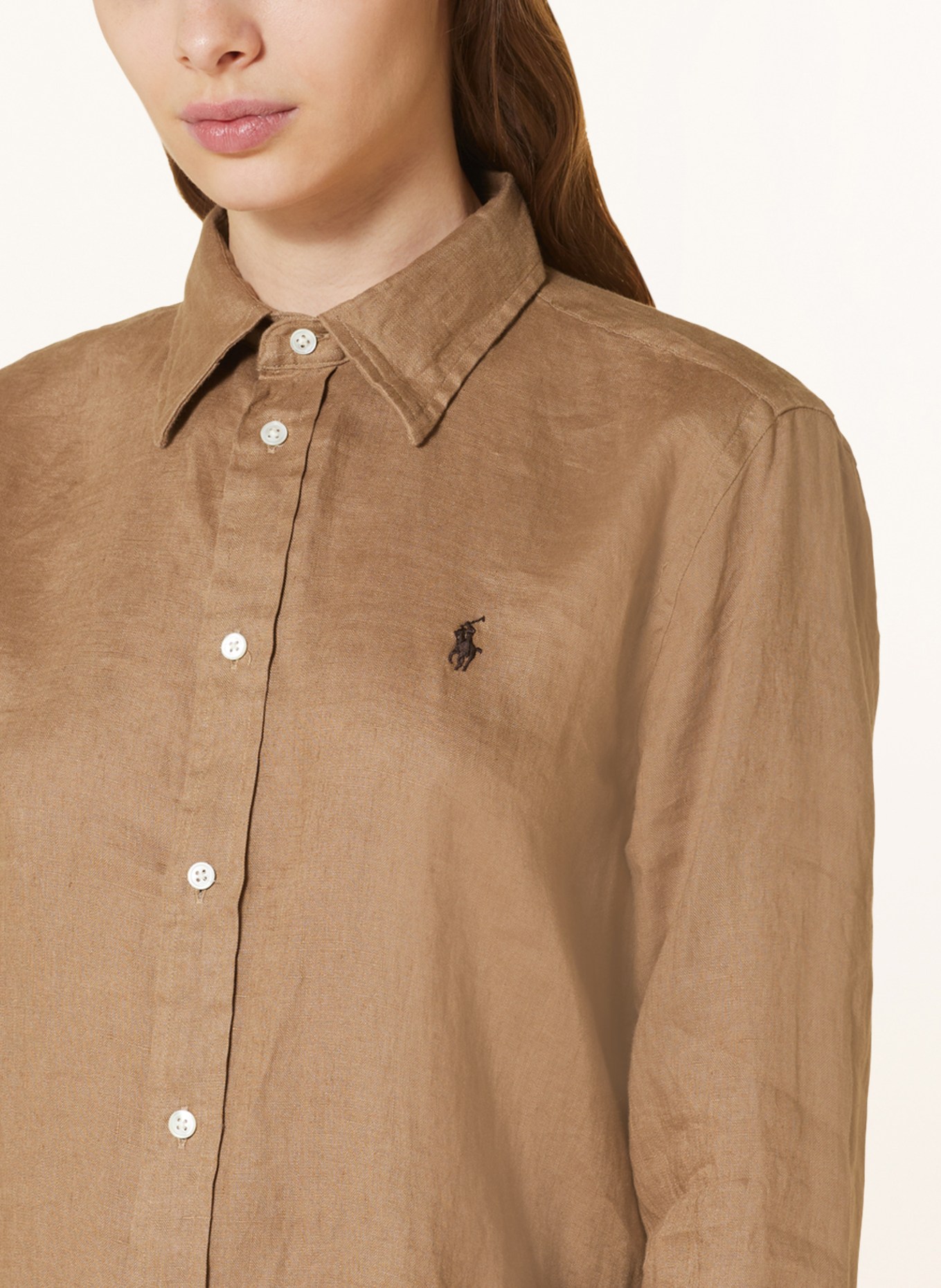 POLO RALPH LAUREN Shirt blouse made of linen, Color: KHAKI (Image 4)