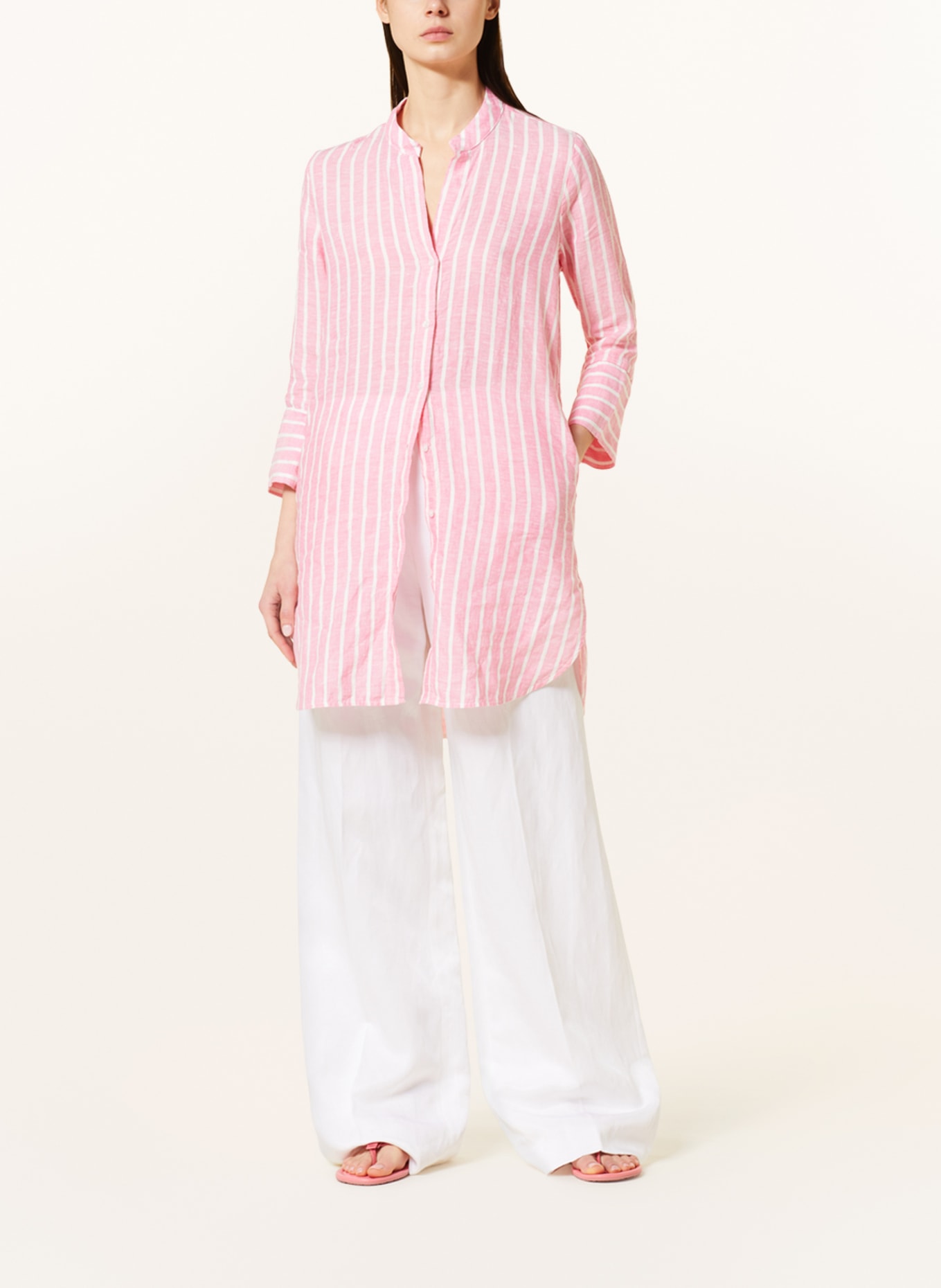 rossana diva Shirt blouse made of linen, Color: PINK/ WHITE (Image 2)
