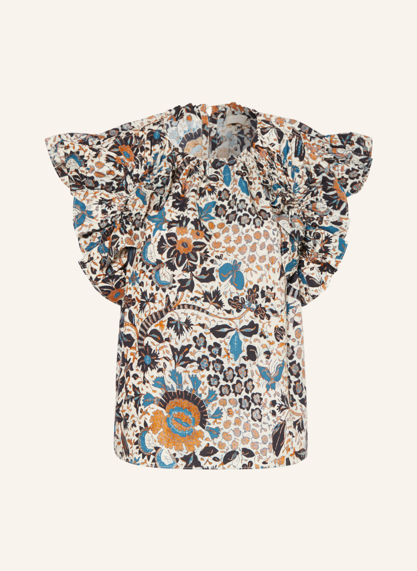 ULLA JOHNSON Shirt blouse ELORA, Color: TEAL/ DARK ORANGE/ BLACK (Image 1)
