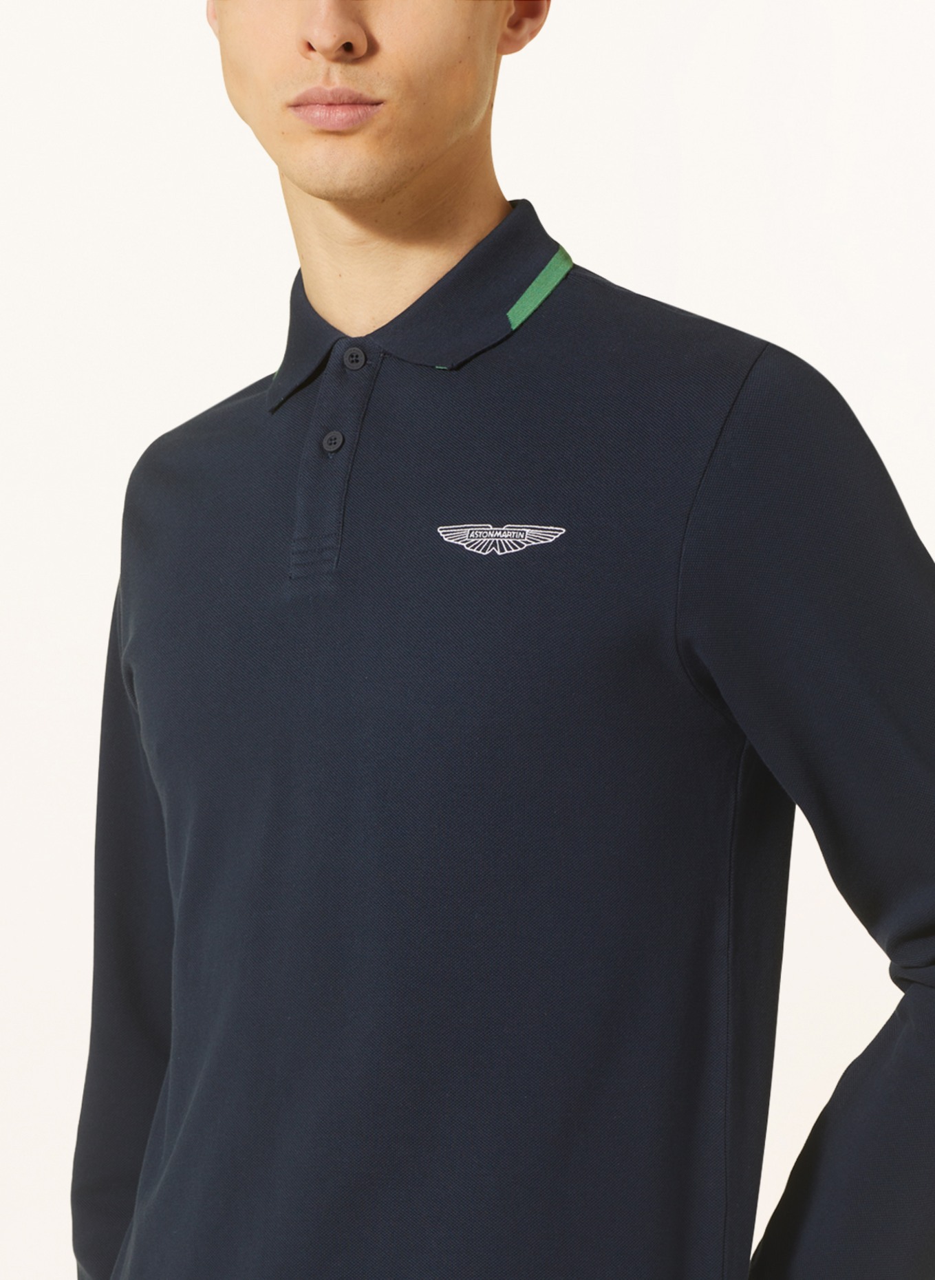 HACKETT LONDON Piqu polo shirt in dark blue