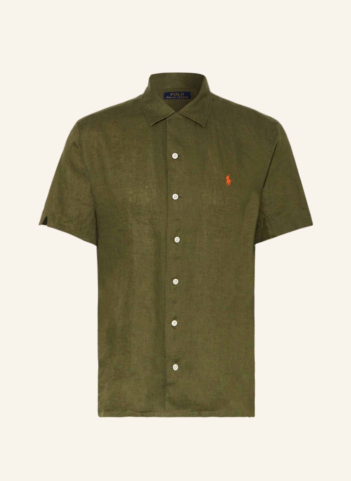 POLO RALPH LAUREN Short sleeve shirt classic fit in linen, Color: OLIVE (Image 1)