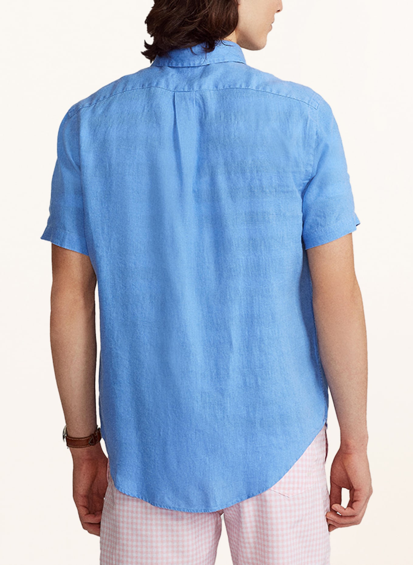 POLO RALPH LAUREN Koszula z krótkim rękawem Slim Fit z lnu, Kolor: NIEBIESKI (Obrazek 3)