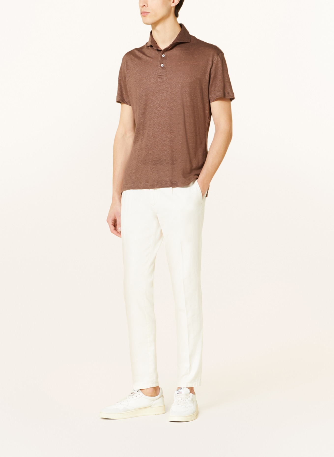 van Laack Linen polo shirt PESO, Color: BROWN (Image 2)