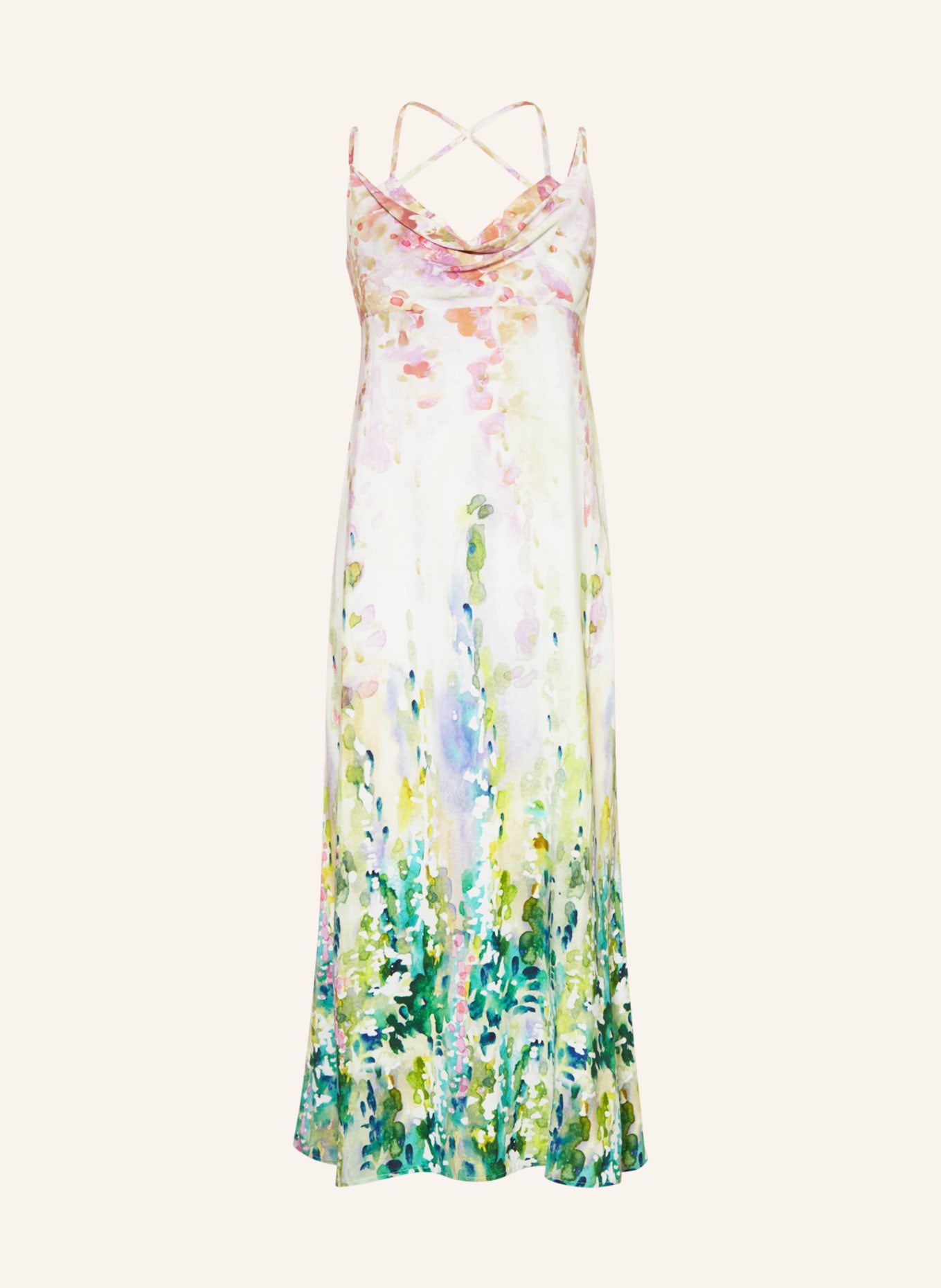 RIANI Dress, Color: WHITE/ LIGHT PURPLE/ GREEN (Image 1)